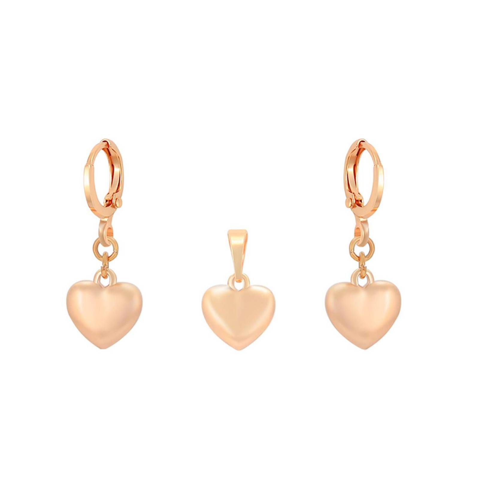 CRISTAL AMOR - Collar y Aretes Colgantes Corazón Regalo Amor Oro 18K Laminado Dorado