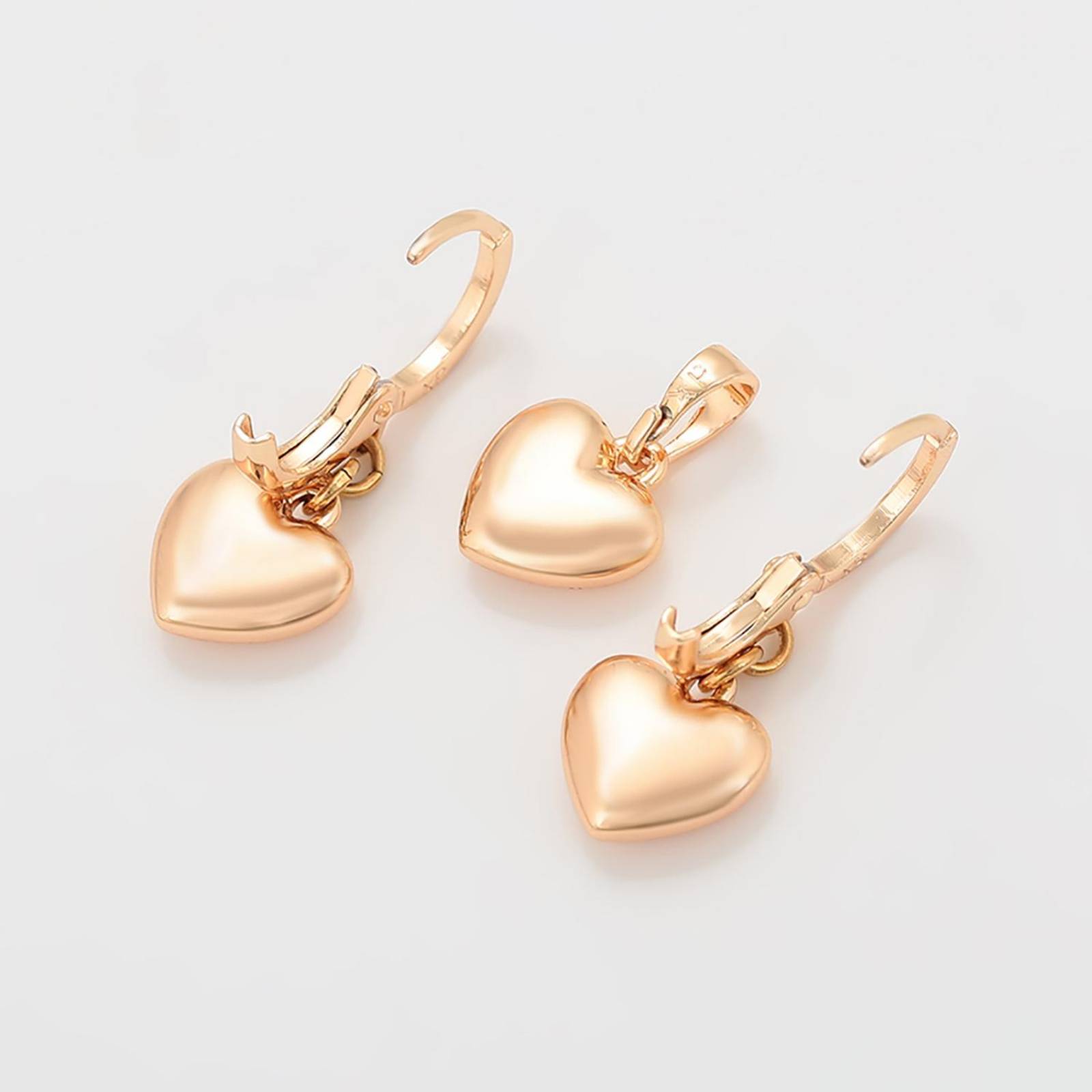 CRISTAL AMOR - Collar y Aretes Colgantes Corazón Regalo Amor Oro 18K Laminado Dorado