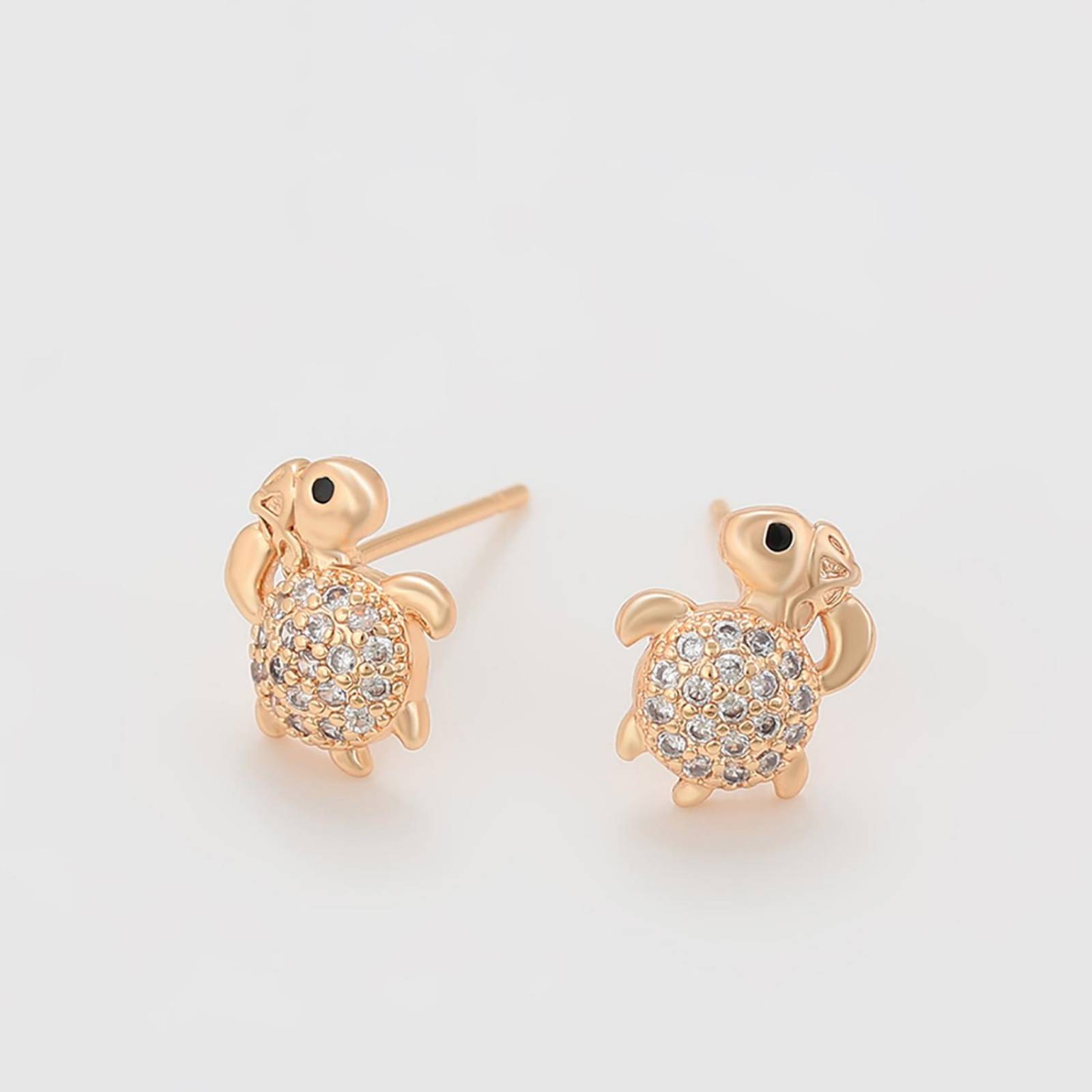 CRISTAL AMOR - Hermoso Collar y Aretes Diseño Tortuga Cristales Austriacos Oro 18K Laminado Dorado