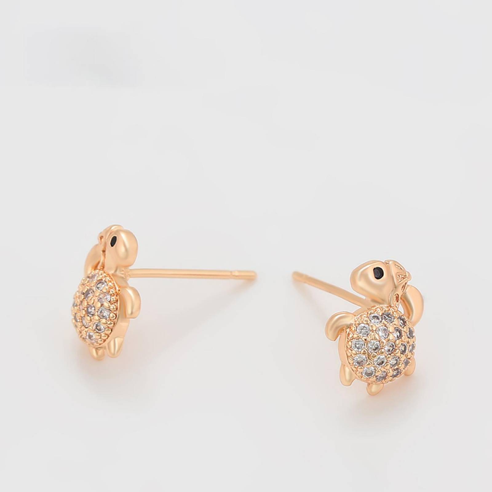 CRISTAL AMOR - Hermoso Collar y Aretes Diseño Tortuga Cristales Austriacos Oro 18K Laminado Dorado