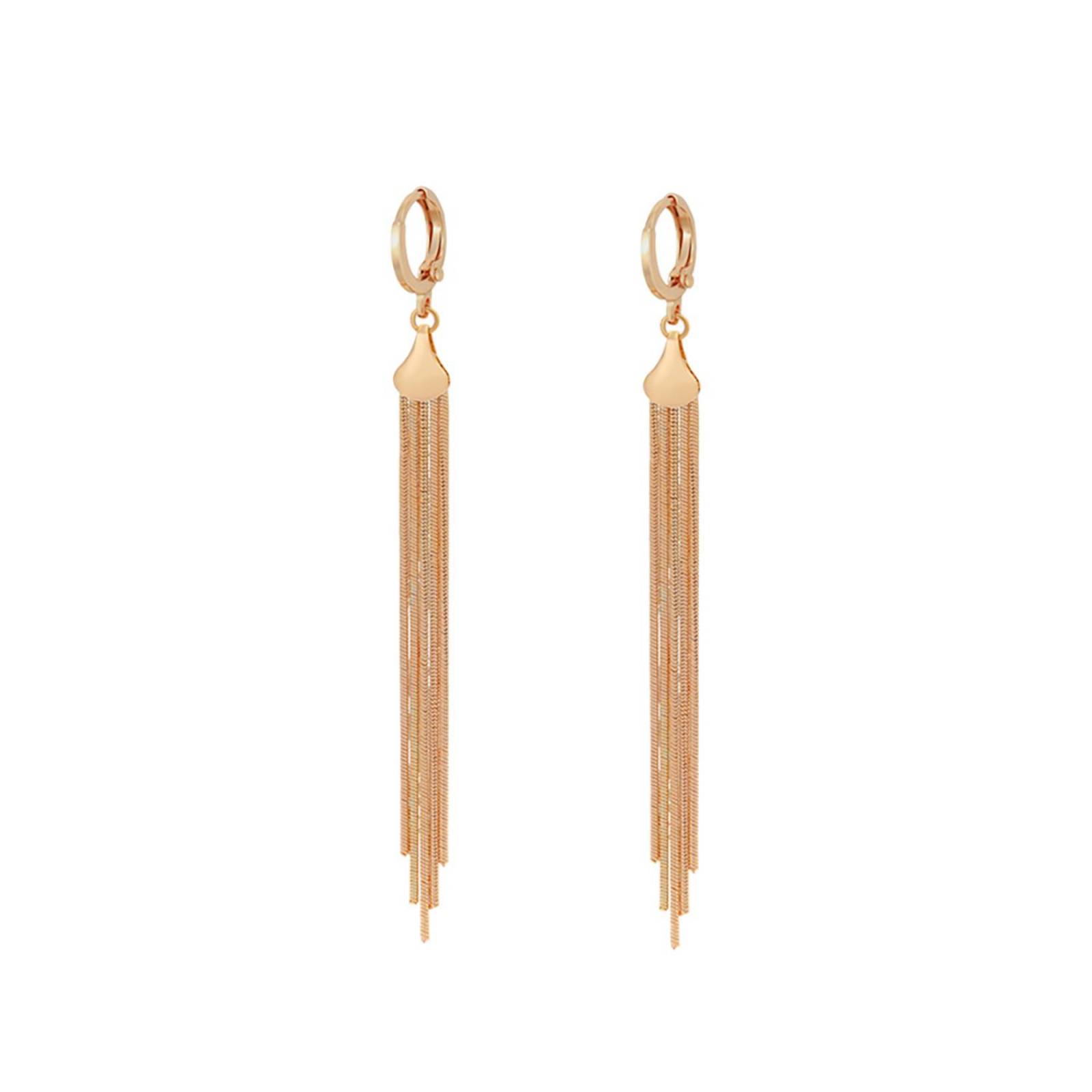 CRISTAL AMOR - Aretes Largos Fiesta Para Dama Cadenas Colgantes Oro 18K Laminado Dorado