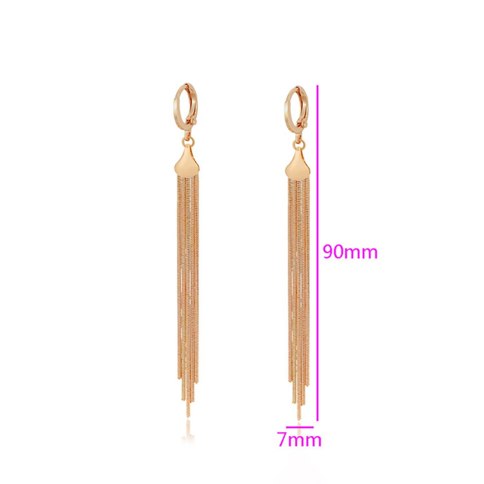 CRISTAL AMOR - Aretes Largos Fiesta Para Dama Cadenas Colgantes Oro 18K Laminado Dorado