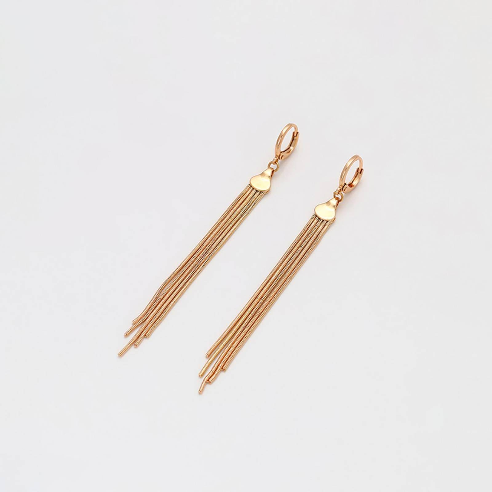 CRISTAL AMOR - Aretes Largos Fiesta Para Dama Cadenas Colgantes Oro 18K Laminado Dorado