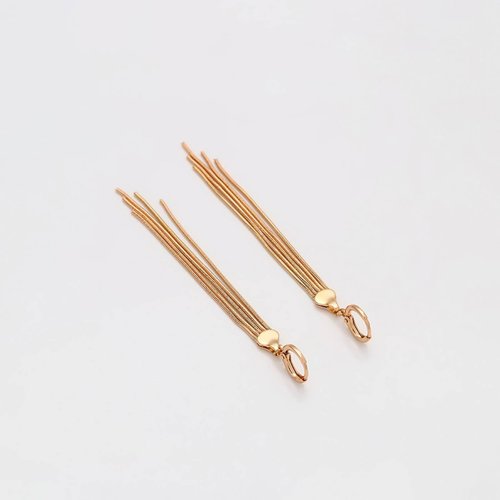 CRISTAL AMOR - Aretes Largos Fiesta Para Dama Cadenas Colgantes Oro 18K Laminado Dorado