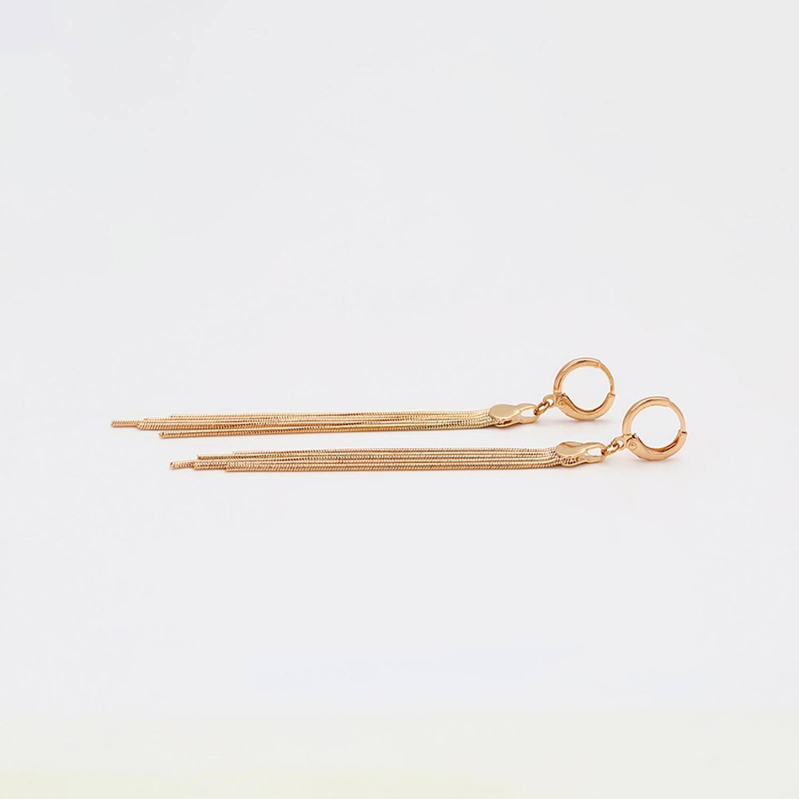 CRISTAL AMOR - Aretes Largos Fiesta Para Dama Cadenas Colgantes Oro 18K Laminado Dorado