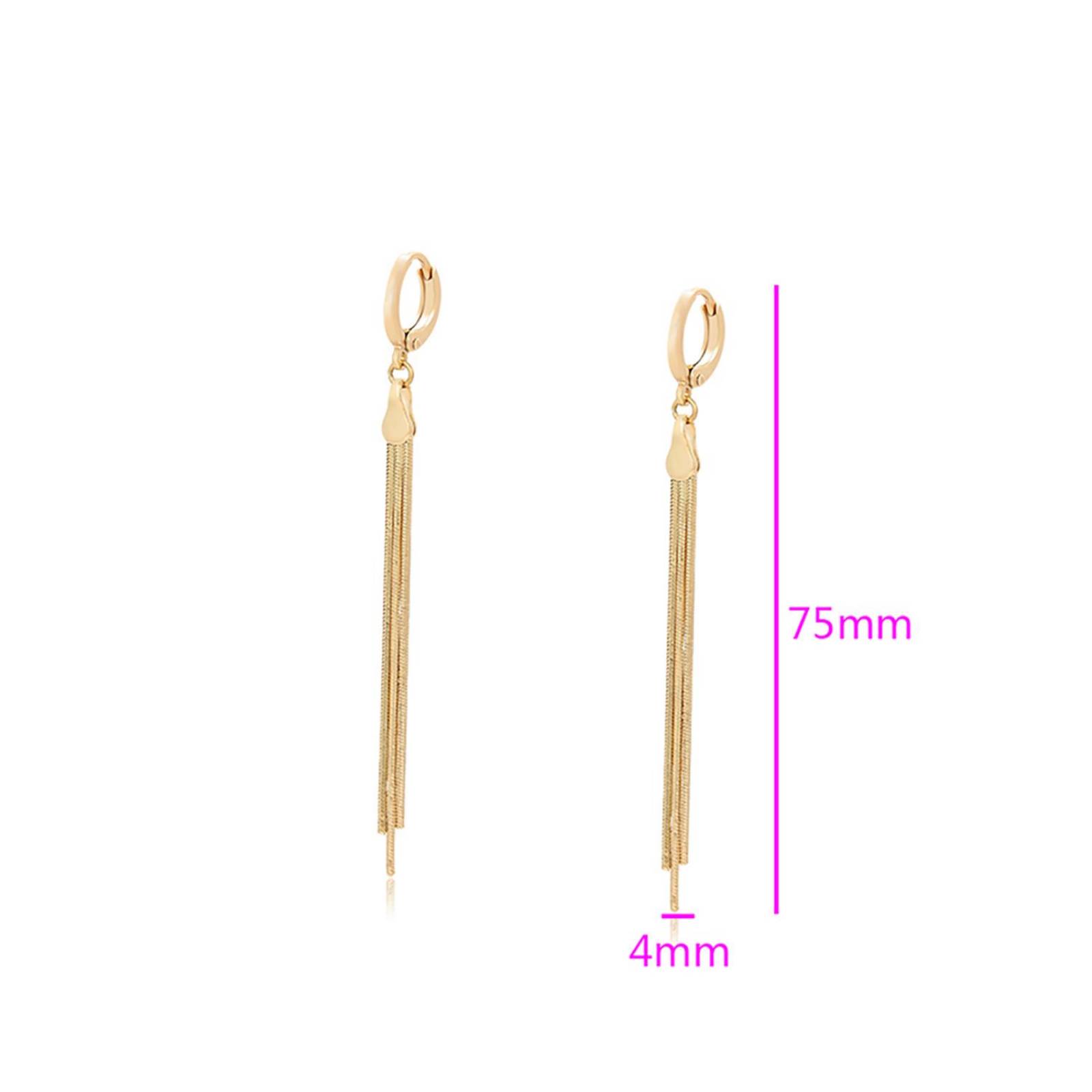 CRISTAL AMOR - Aretes Largos Fiesta Para Dama Cadenas Colgantes Oro 14K Laminado Dorado