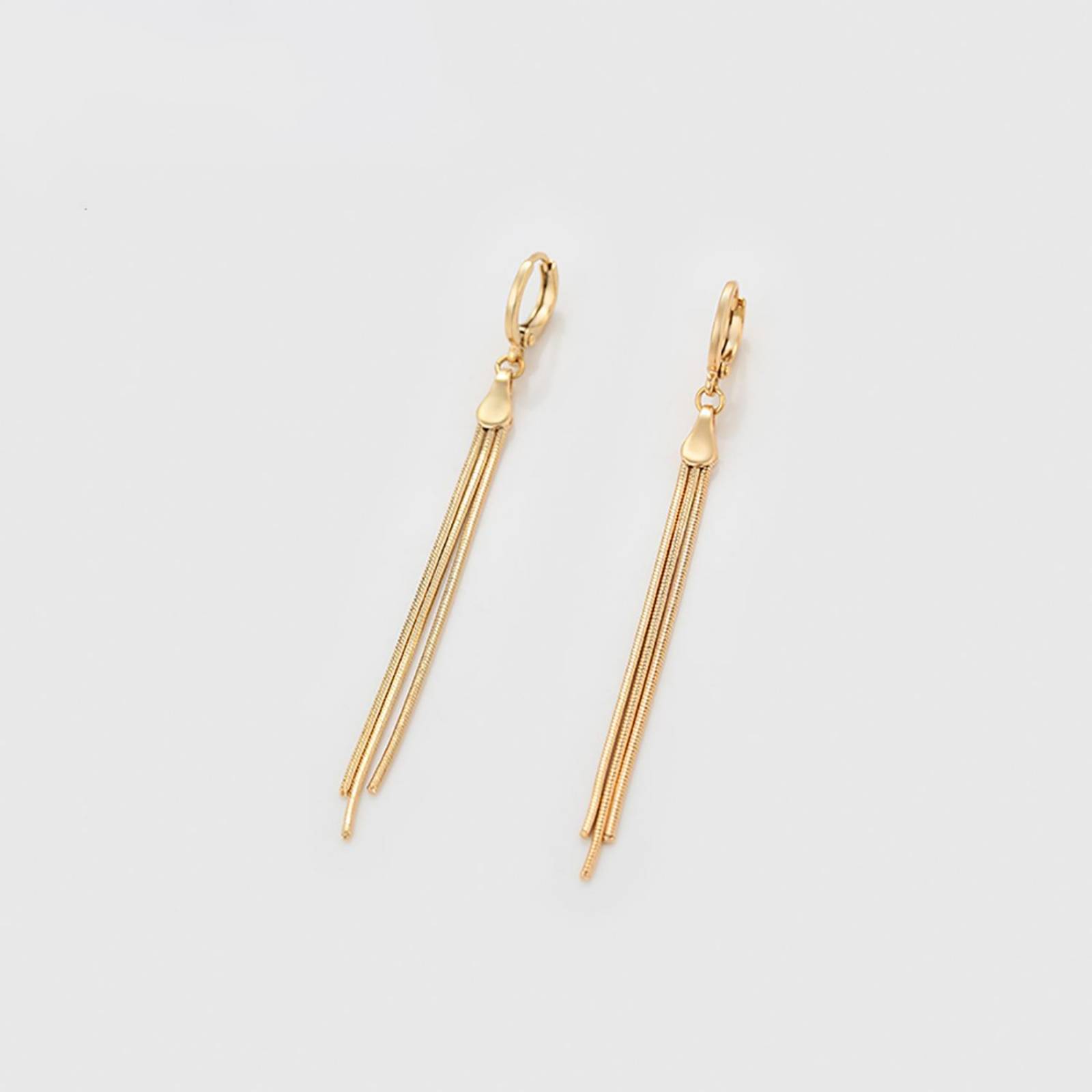CRISTAL AMOR - Aretes Largos Fiesta Para Dama Cadenas Colgantes Oro 14K Laminado Dorado