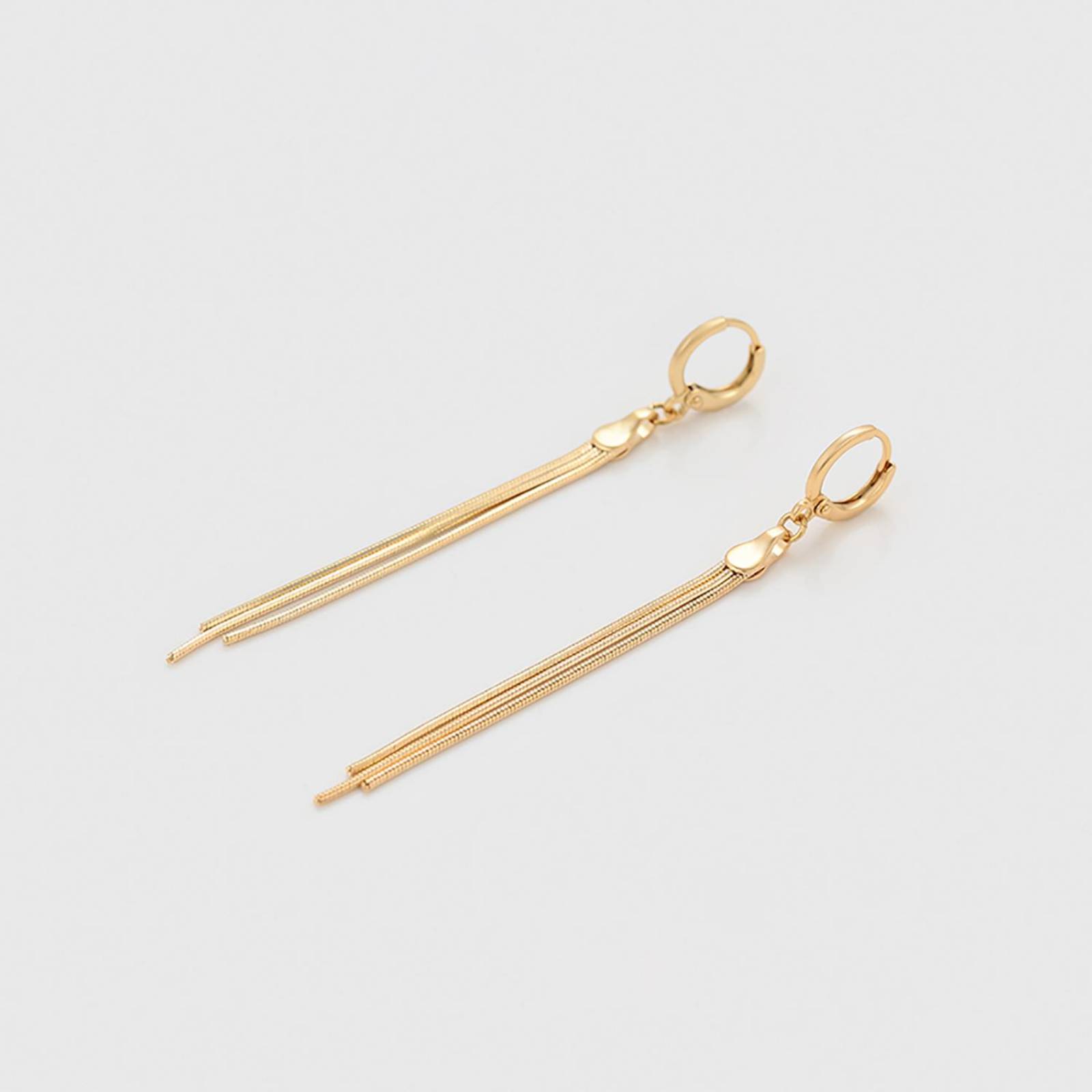CRISTAL AMOR - Aretes Largos Fiesta Para Dama Cadenas Colgantes Oro 14K Laminado Dorado