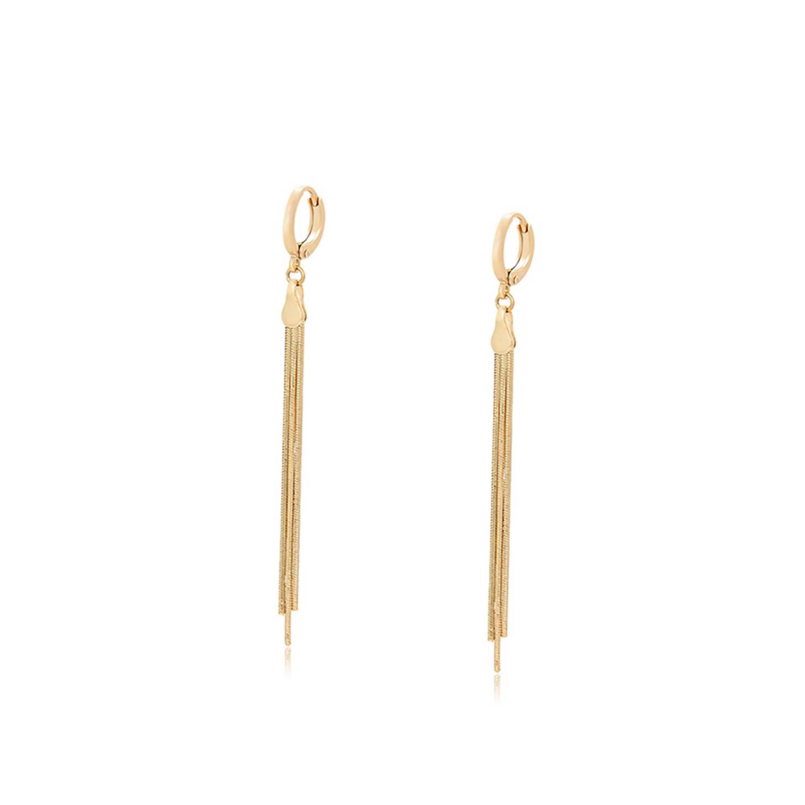 CRISTAL AMOR - Aretes Largos Fiesta Para Dama Cadenas Colgantes Oro 14K Laminado Dorado