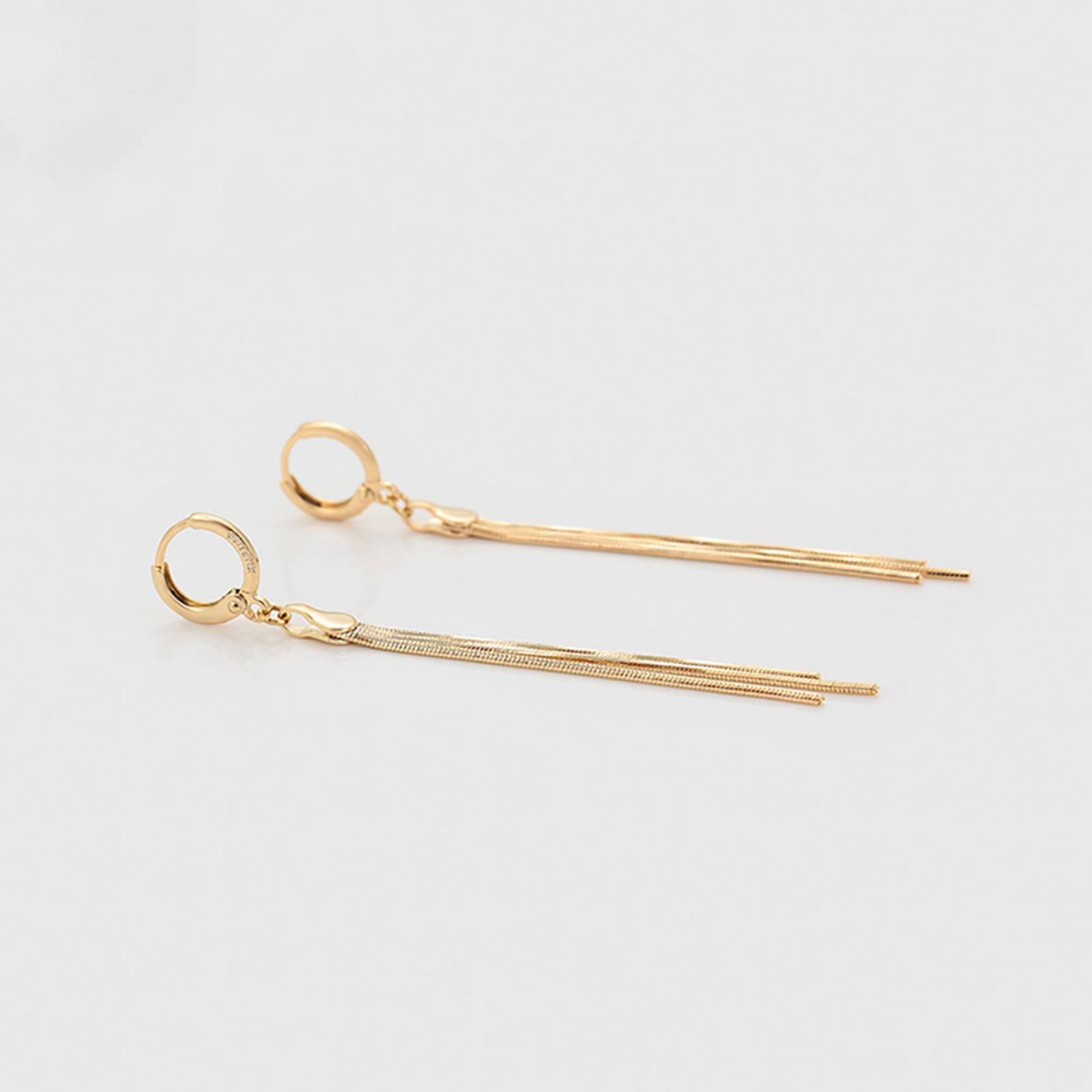 CRISTAL AMOR - Aretes Largos Fiesta Para Dama Cadenas Colgantes Oro 14K Laminado Dorado