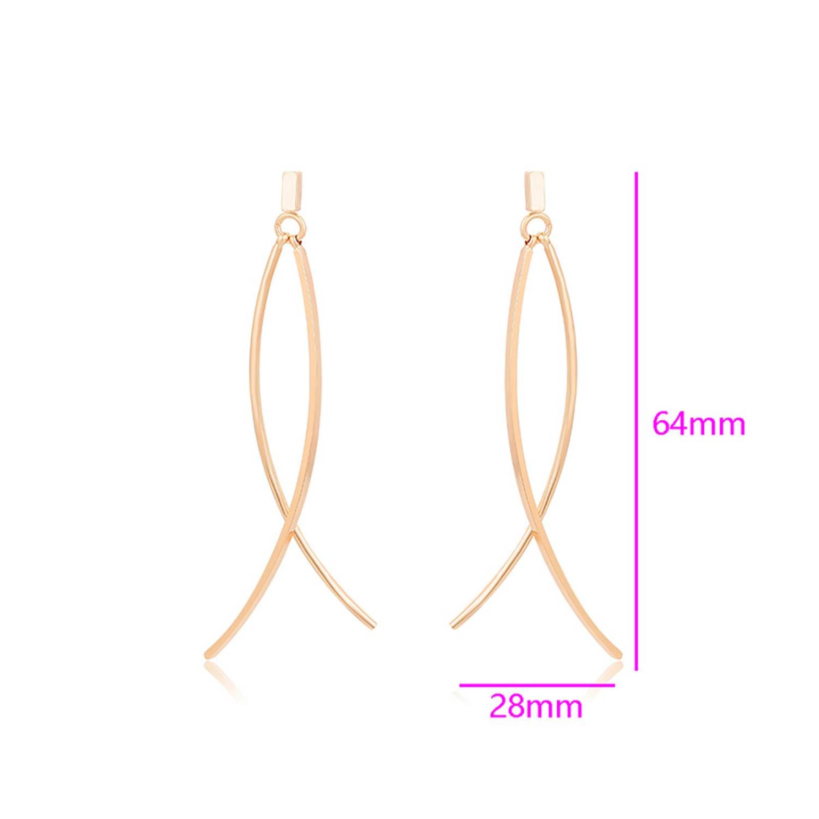 CRISTAL AMOR - Modernos Aretes De Oro Laminado 14K Largos Colgantes Dama Dorado