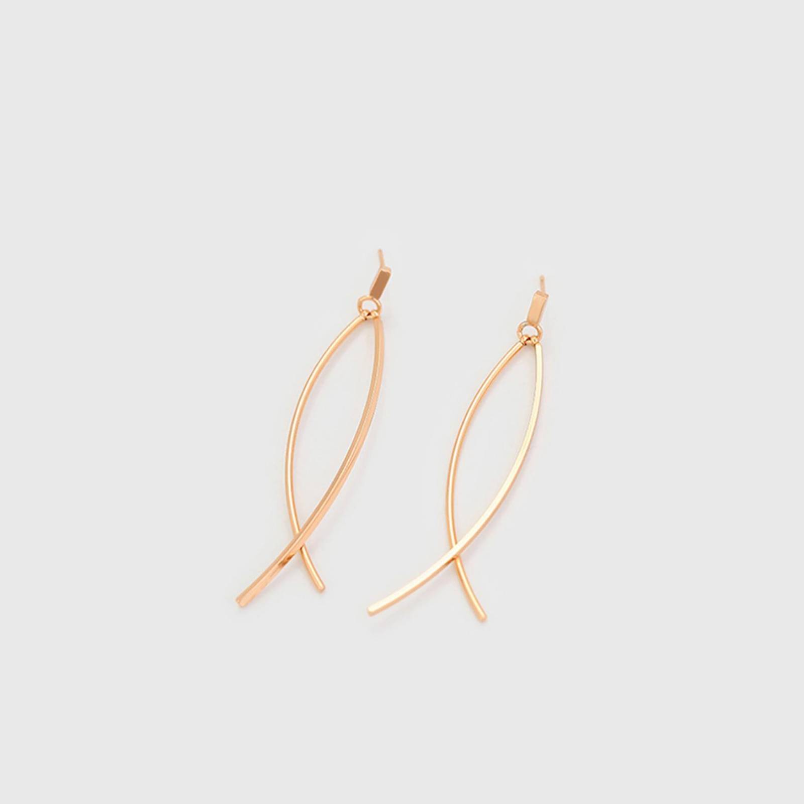 CRISTAL AMOR - Modernos Aretes De Oro Laminado 14K Largos Colgantes Dama Dorado