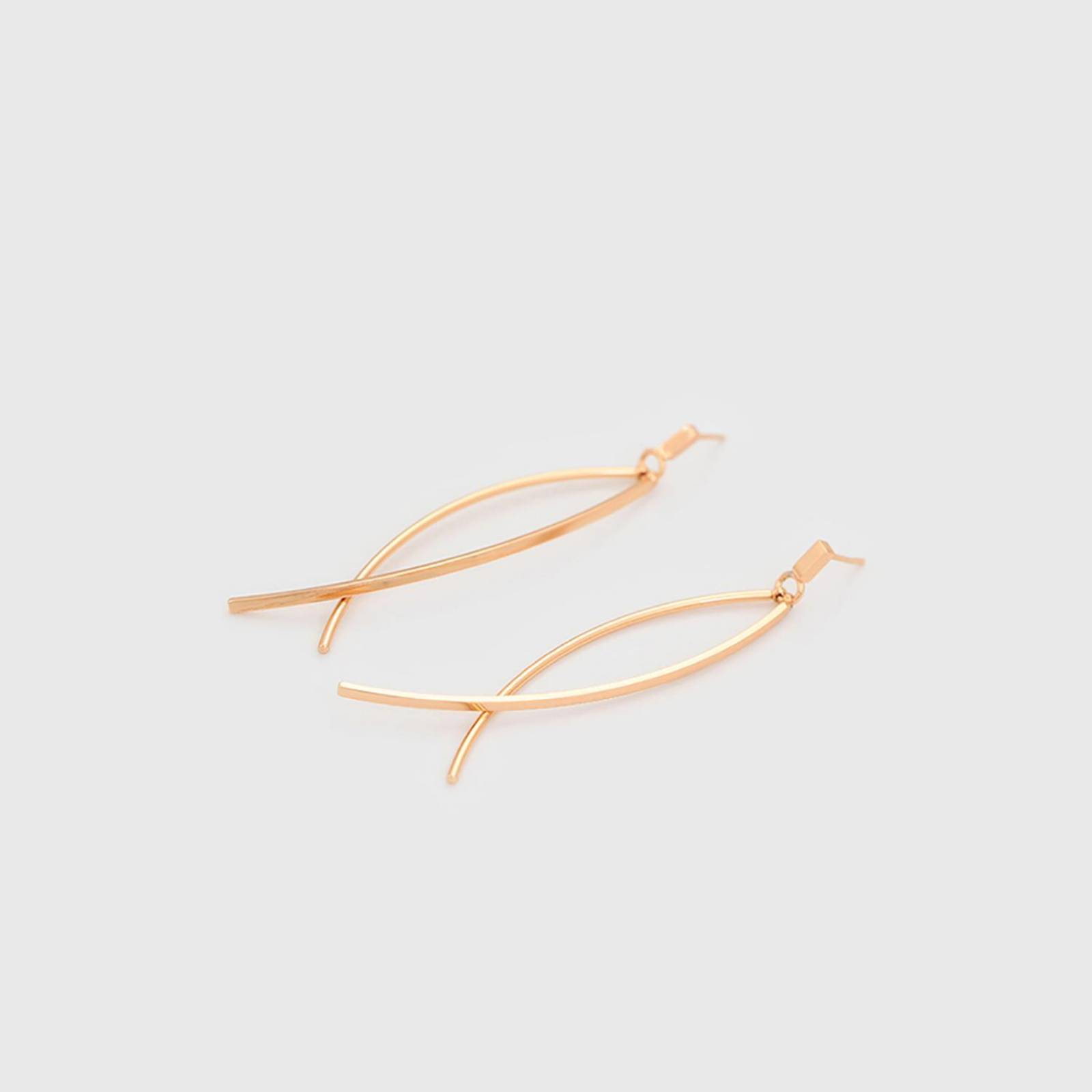 CRISTAL AMOR - Modernos Aretes De Oro Laminado 14K Largos Colgantes Dama Dorado