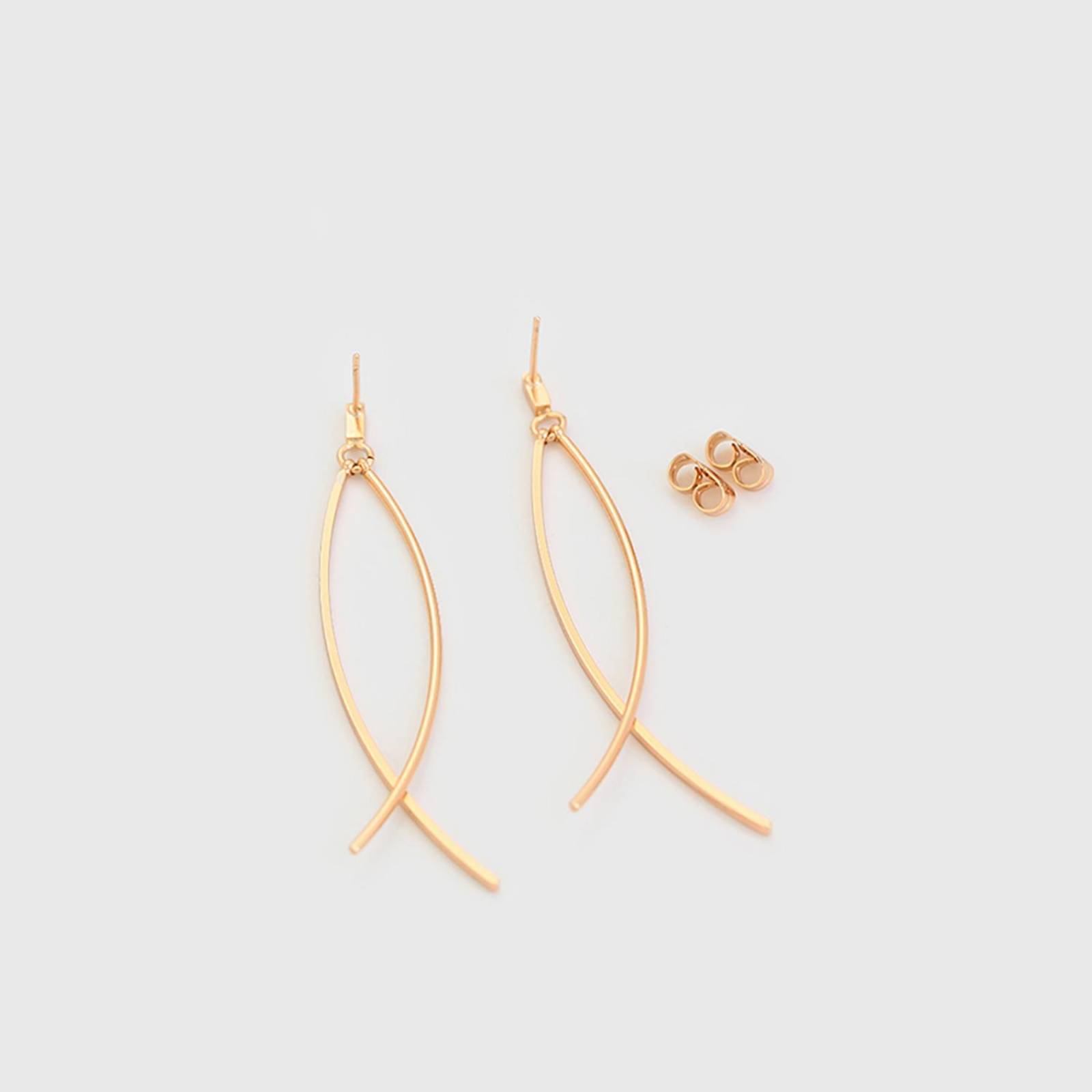 CRISTAL AMOR - Modernos Aretes De Oro Laminado 14K Largos Colgantes Dama Dorado