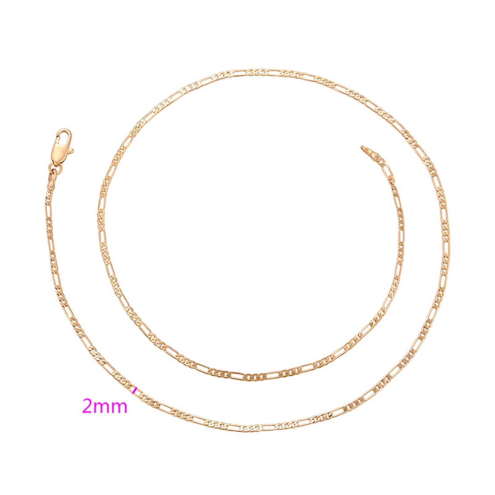 CRISTAL AMOR - Cadena Unisex de Oro Laminado 18K Tejido Figaro 45 cm x 2 mm Dorado