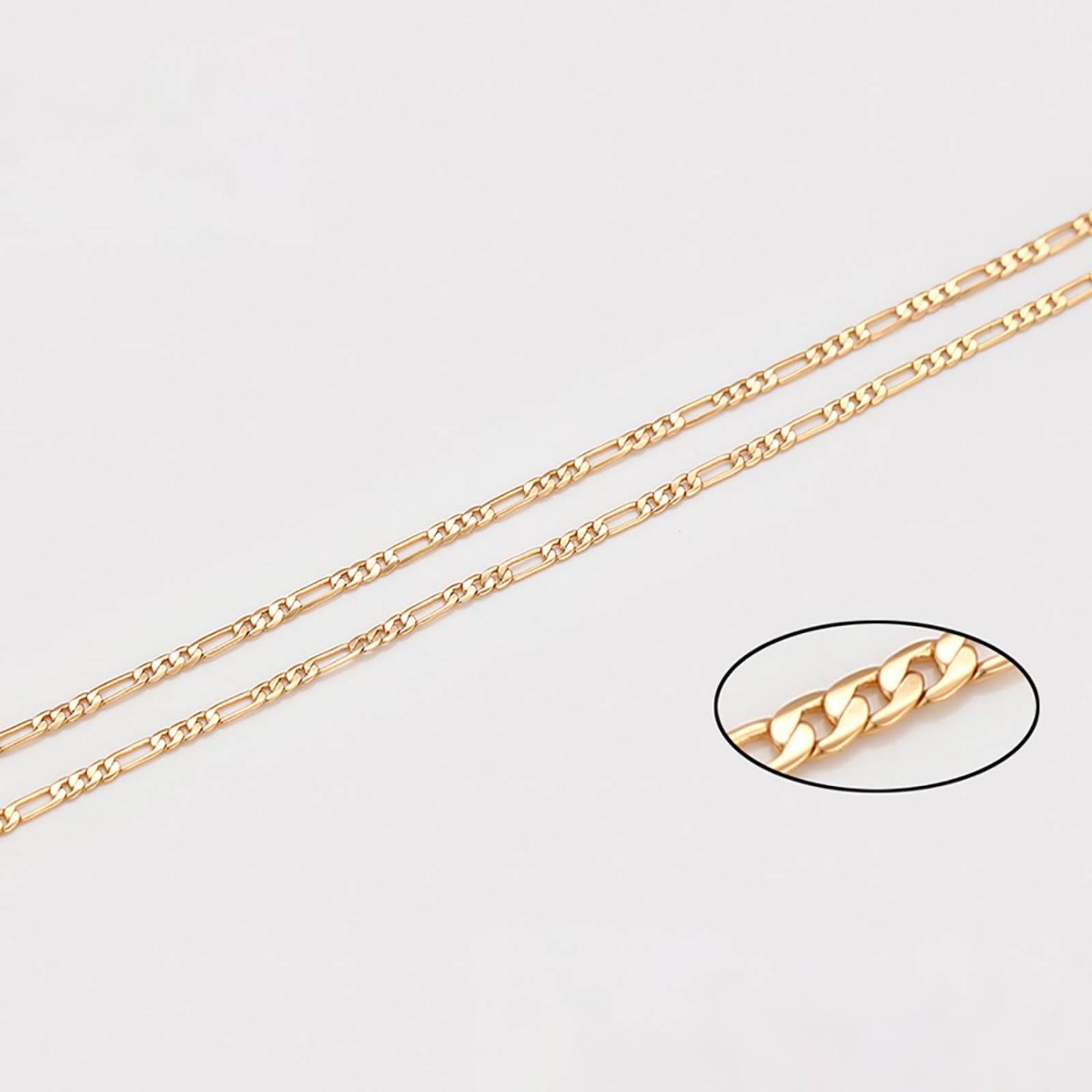 CRISTAL AMOR - Cadena Unisex de Oro Laminado 18K Tejido Figaro 45 cm x 2 mm Dorado