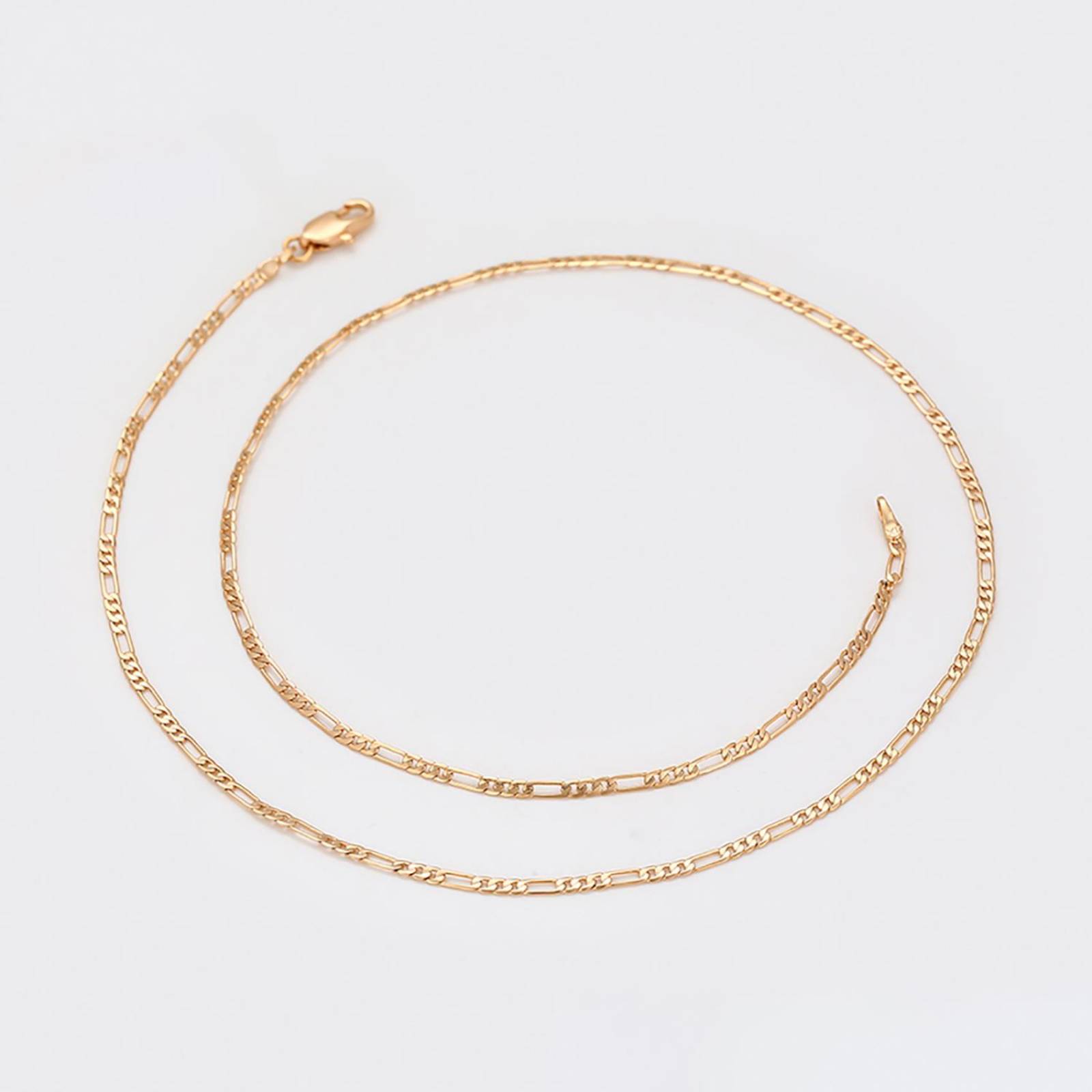 CRISTAL AMOR - Cadena Unisex de Oro Laminado 18K Tejido Figaro 45 cm x 2 mm Dorado