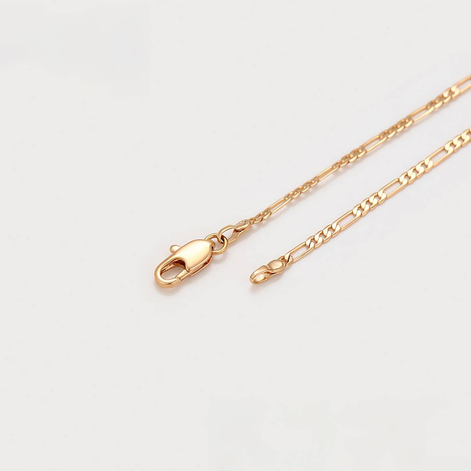 CRISTAL AMOR - Cadena Unisex de Oro Laminado 18K Tejido Figaro 45 cm x 2 mm Dorado