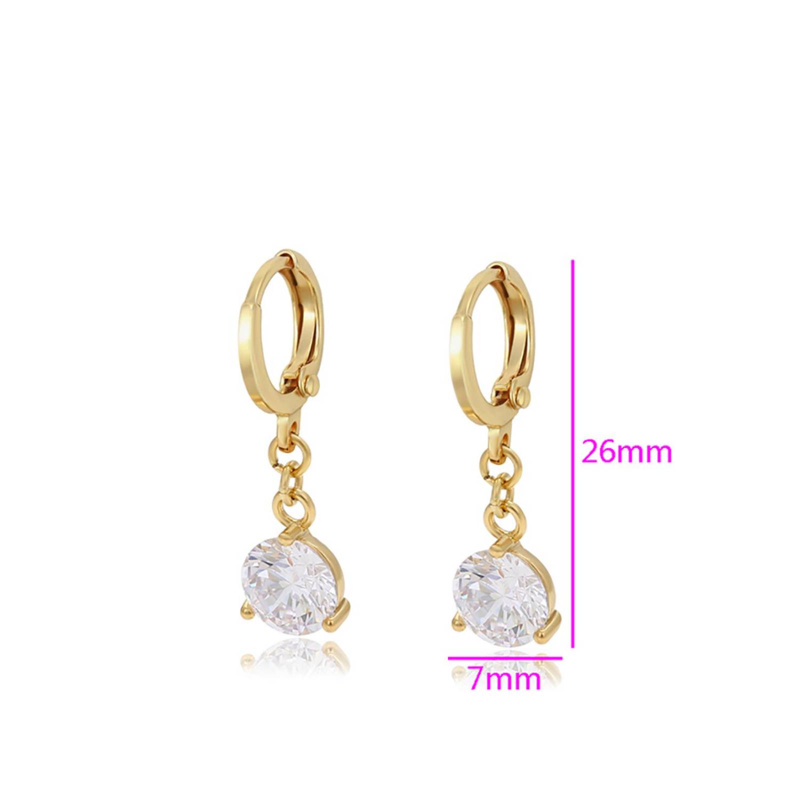 CRISTAL AMOR - Aretes Pendientes Zirconia Diamante Colgante Oro 14K Laminado Dorado