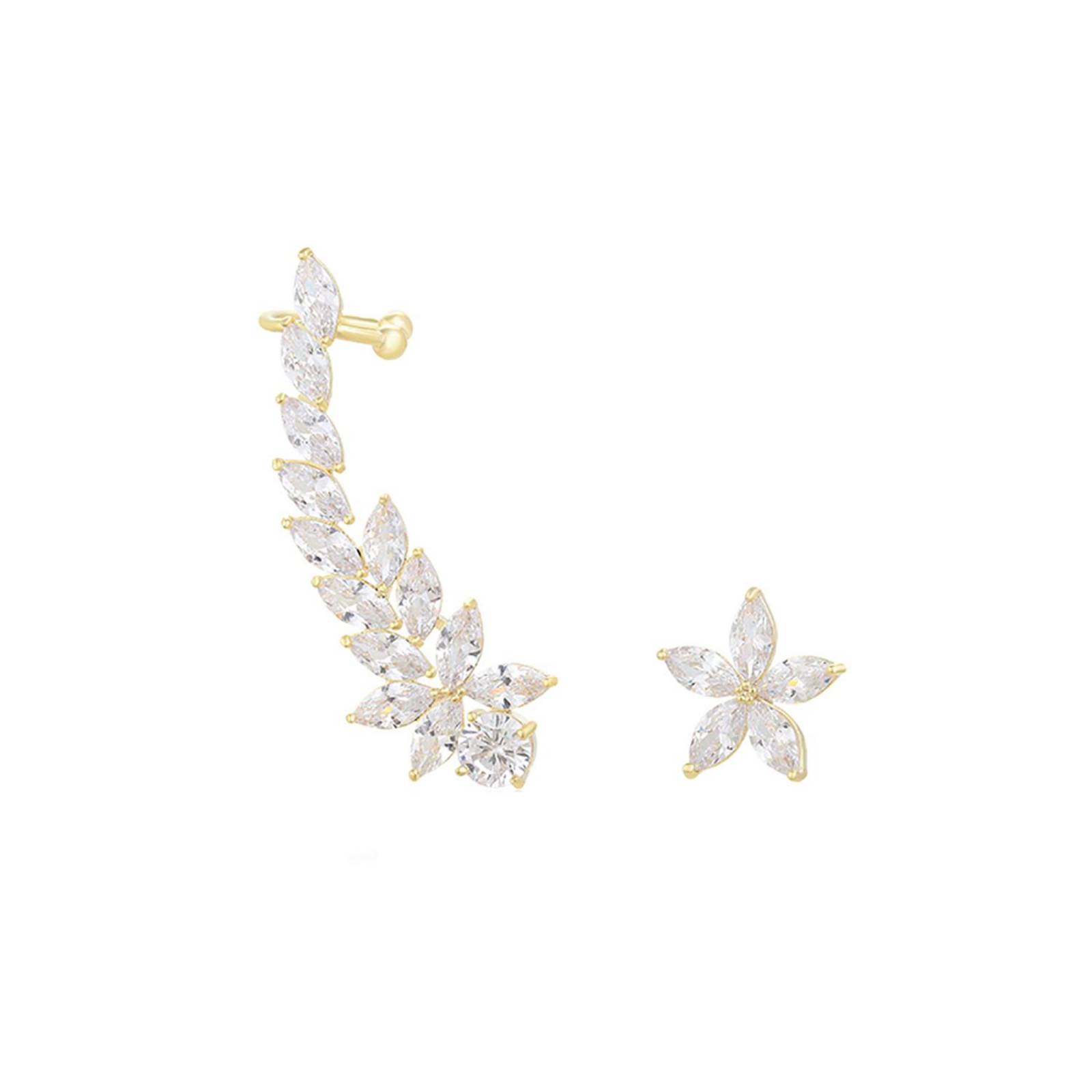 CRISTAL AMOR - Par Aretes Cuff Margarita Cristal Austriaco Oro Laminado 18k Dorado