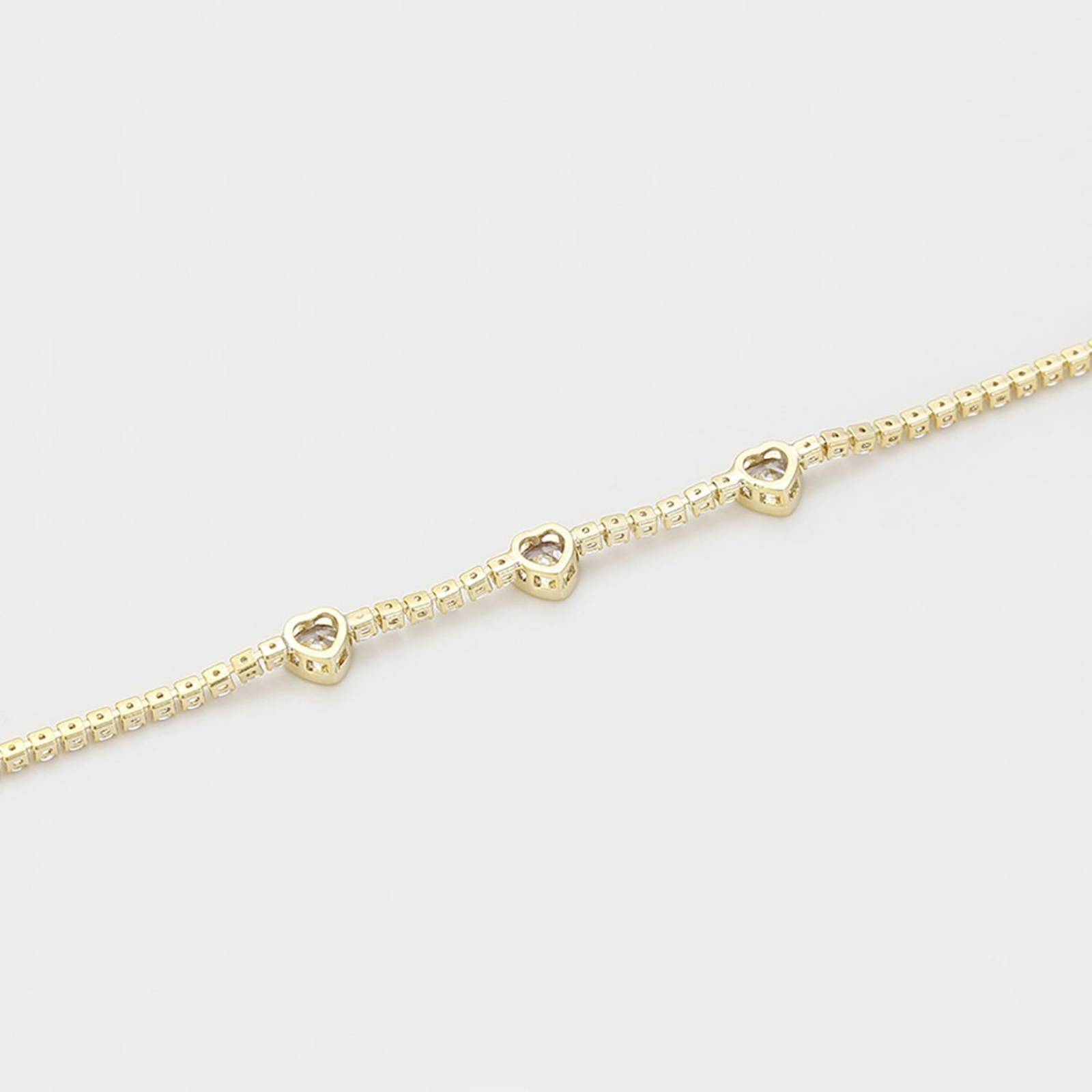 CRISTAL AMOR - Pulsera Esclava Dama Corazones Cristales Austriacos Juvenil Oro 14K Laminado Dorado