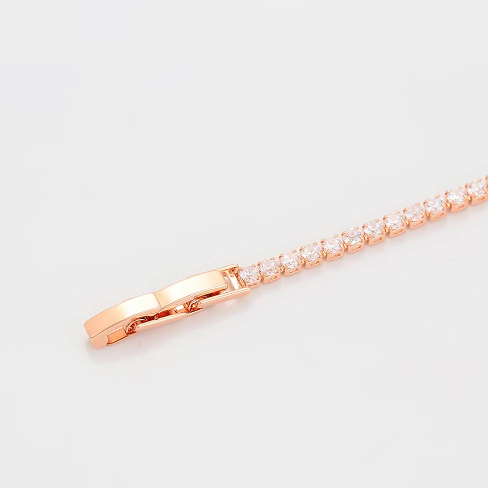 CRISTAL AMOR - Pulsera Esclava Corazón Cristal Diamante Oro Rosa 14K Laminado 