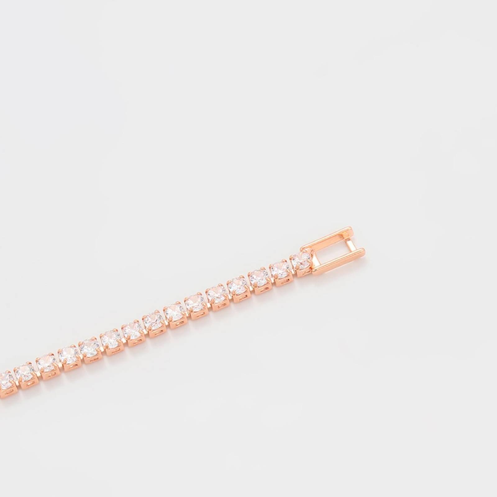 CRISTAL AMOR - Pulsera Esclava Corazón Cristal Diamante Oro Rosa 14K Laminado 
