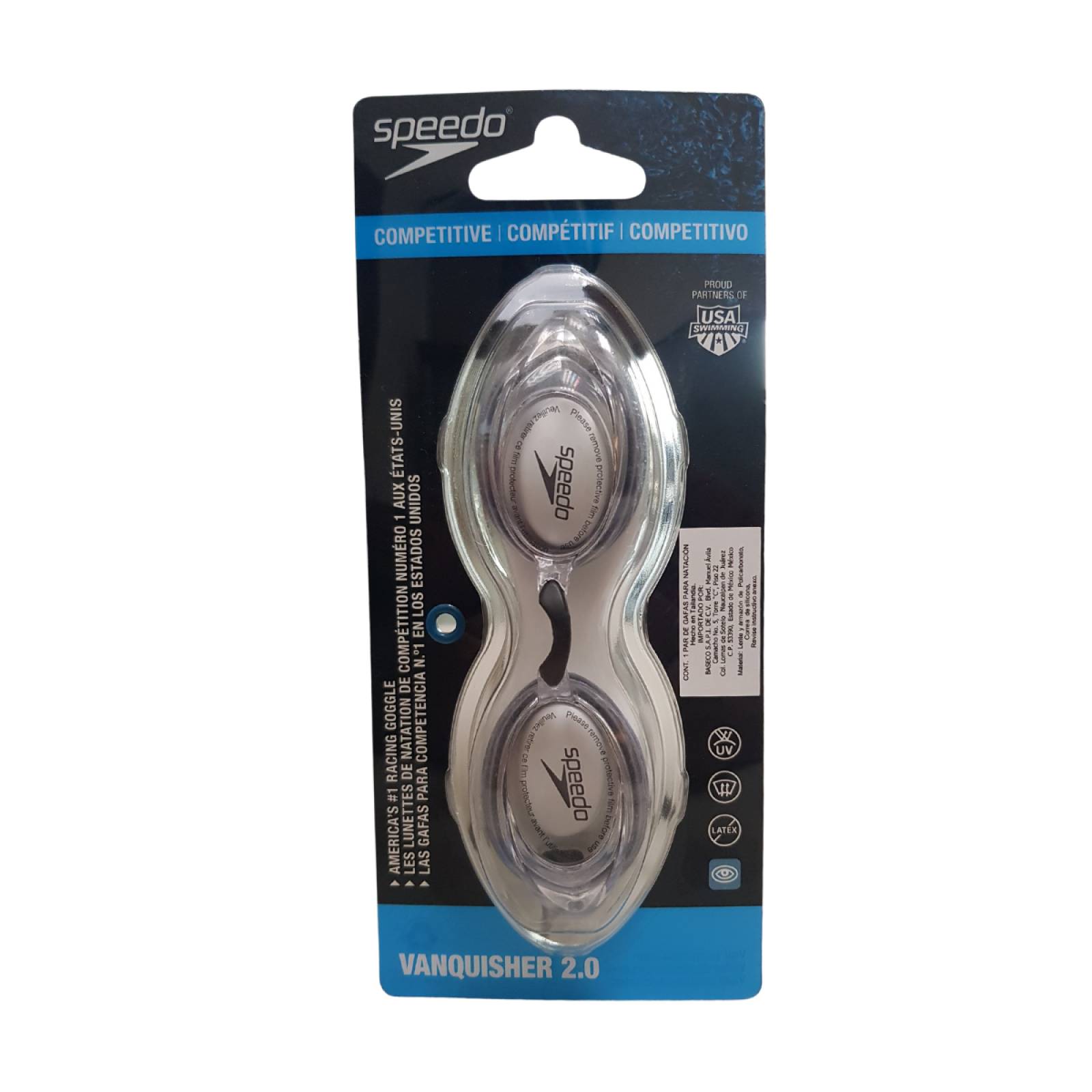 Goggles Unisex Speedo Vanquisher 20 7750128 104 Competencia Gris