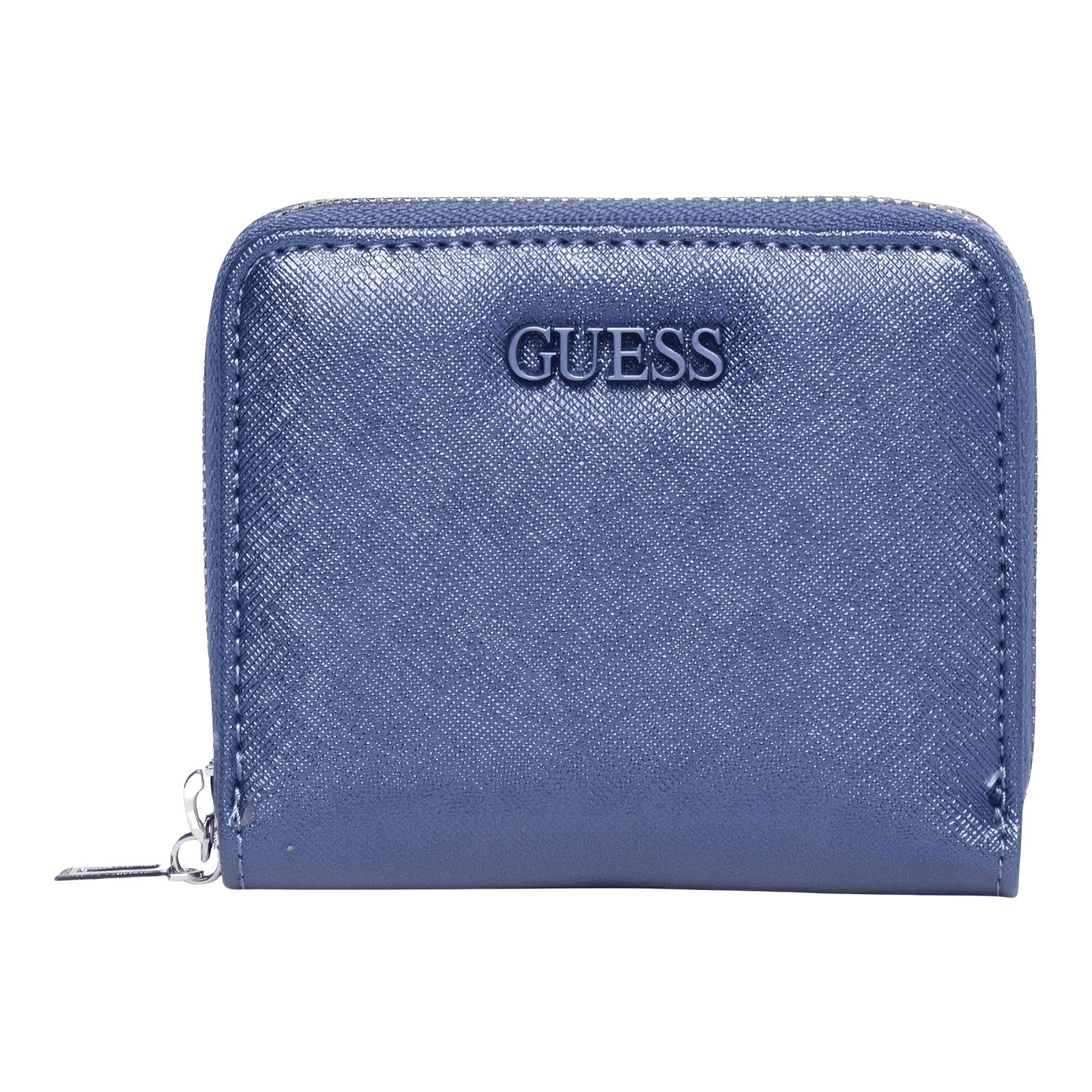 Cartera Guess Para Mujer Sf826355 Azul Metálico Casual.