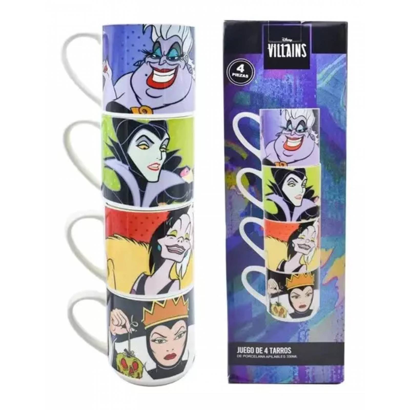 Villanas Disney Set De 4 Tazas Apilables Disney Villains