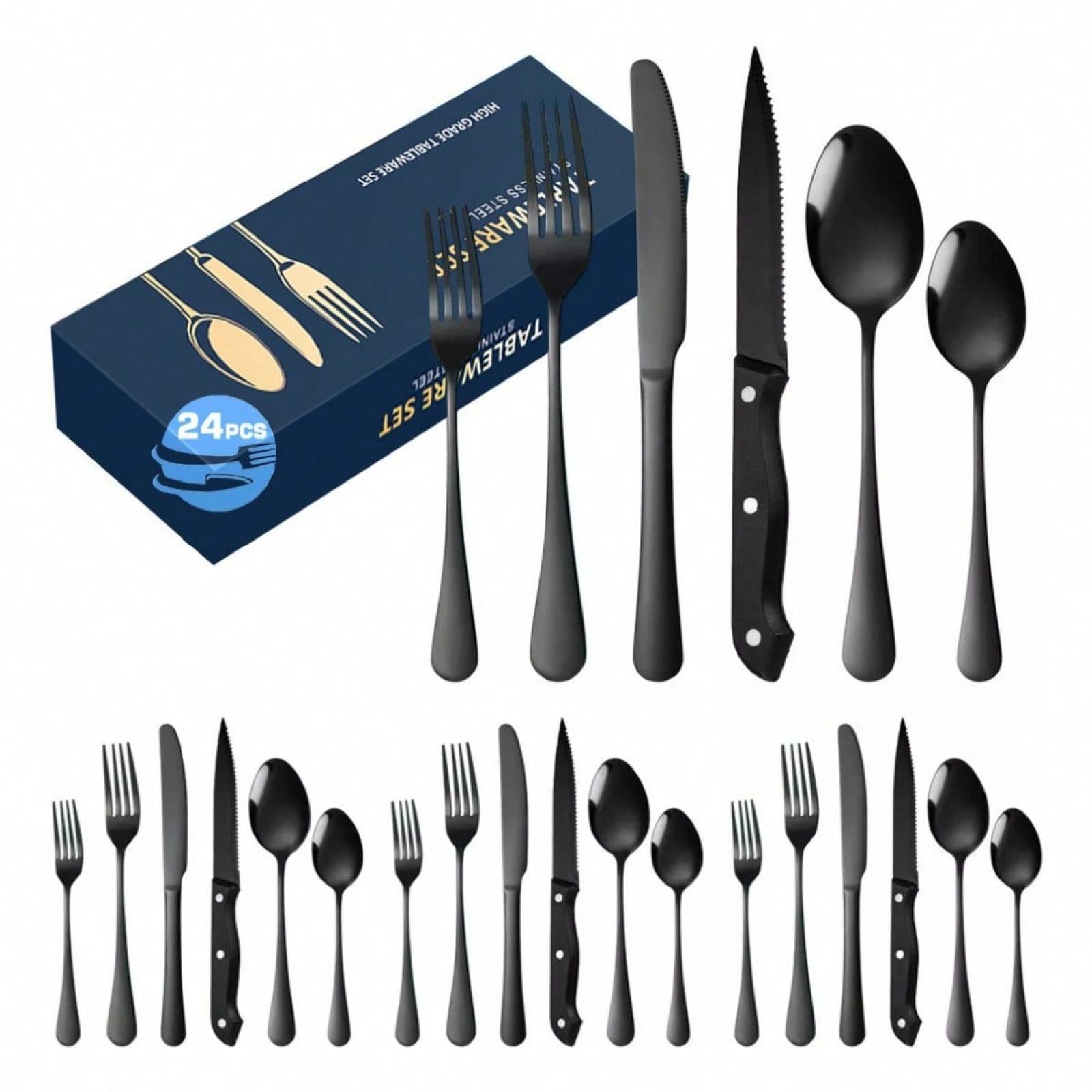 Juego De Cubiertos De Acero Inoxidable 24 Piezas