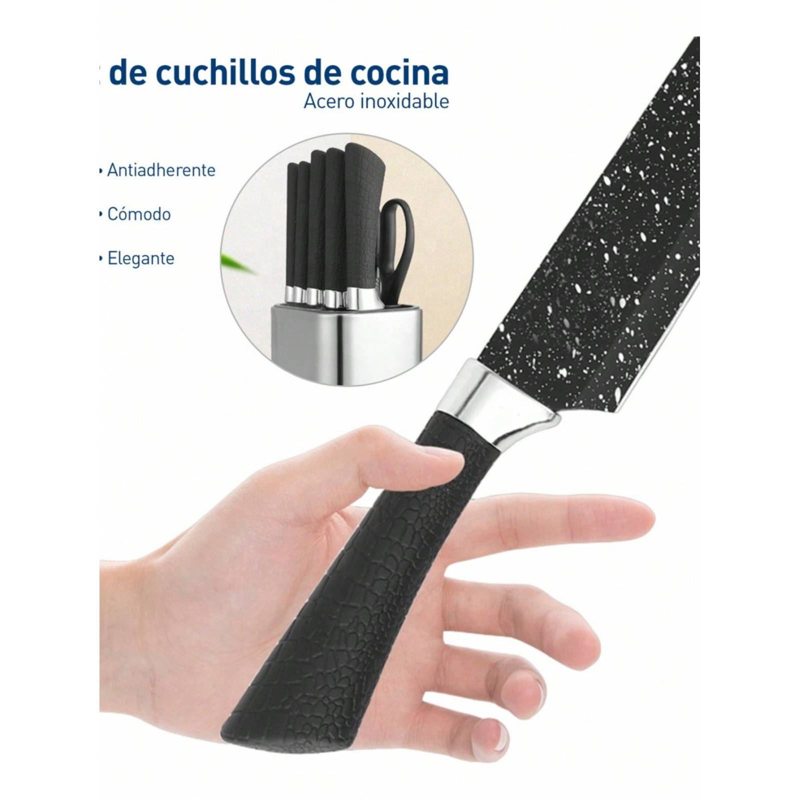 Cuchillos Juego De Cocina  Acero Inoxidable Set De 7 Piezas Color Negro