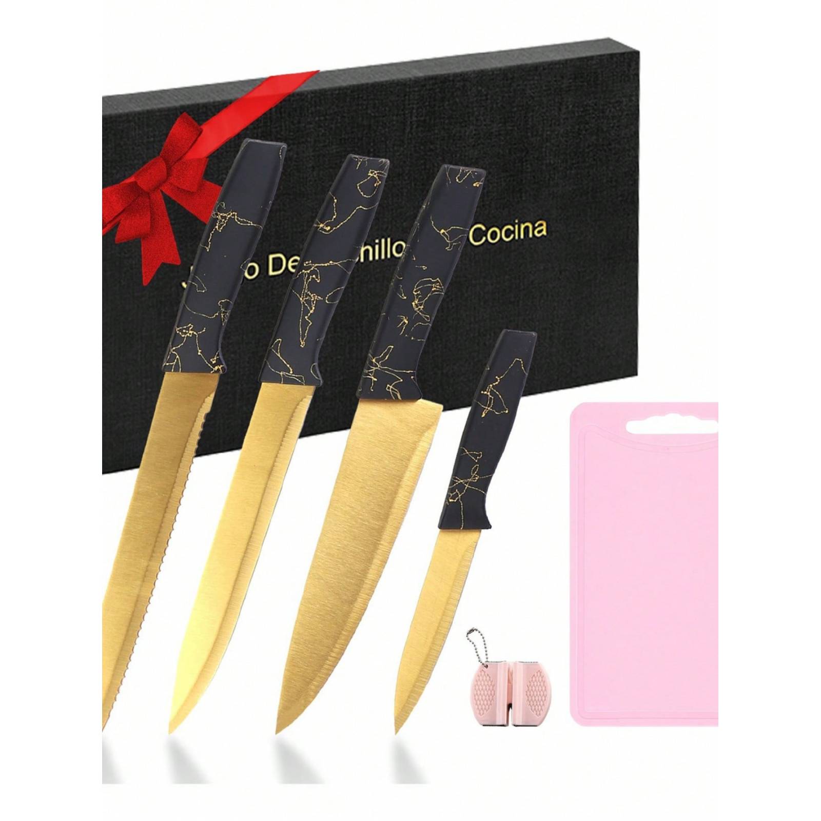 Set De Cuchillos De Cocina Profesional Con Tabla Para Cortar