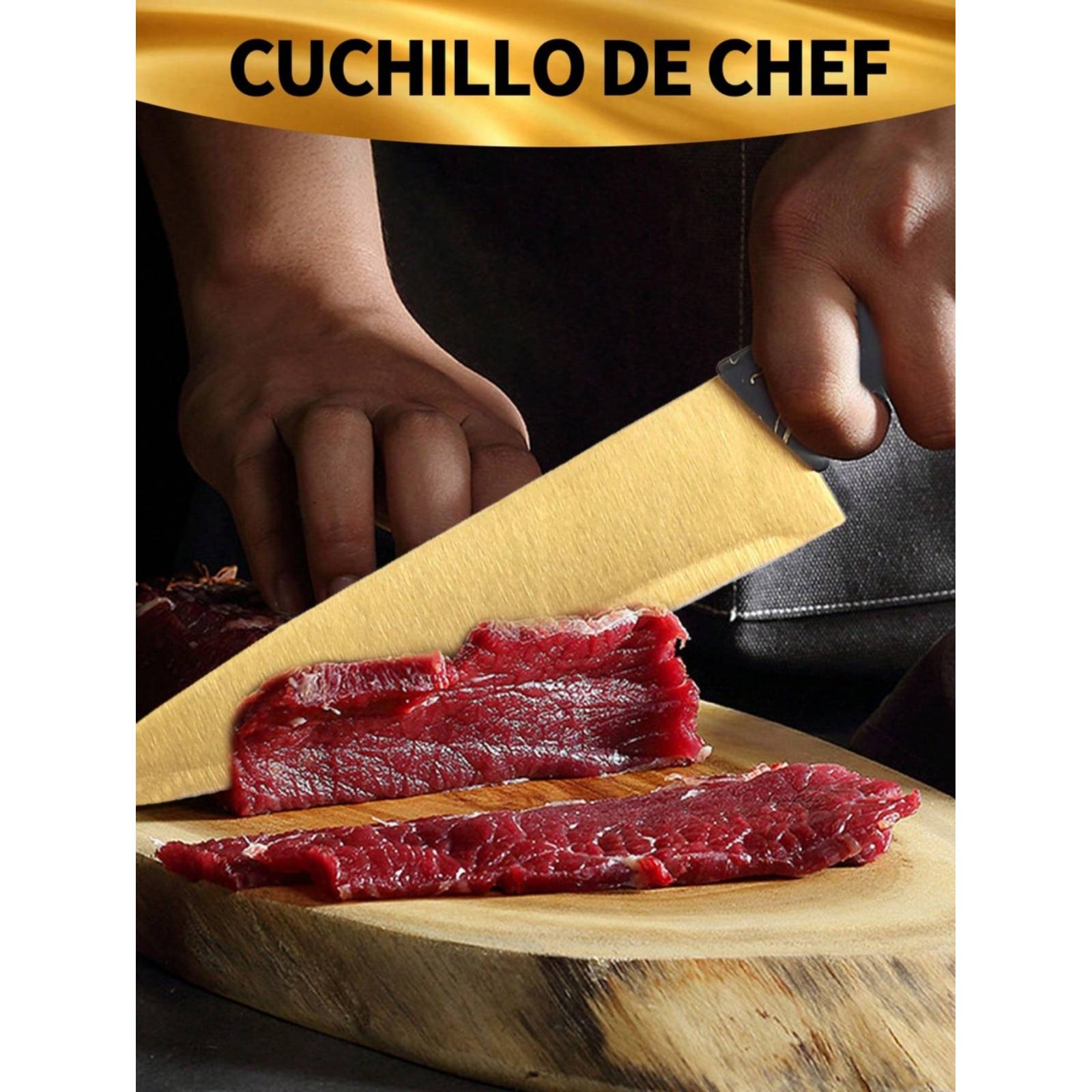 Set De Cuchillos De Cocina Profesional Con Tabla Para Cortar
