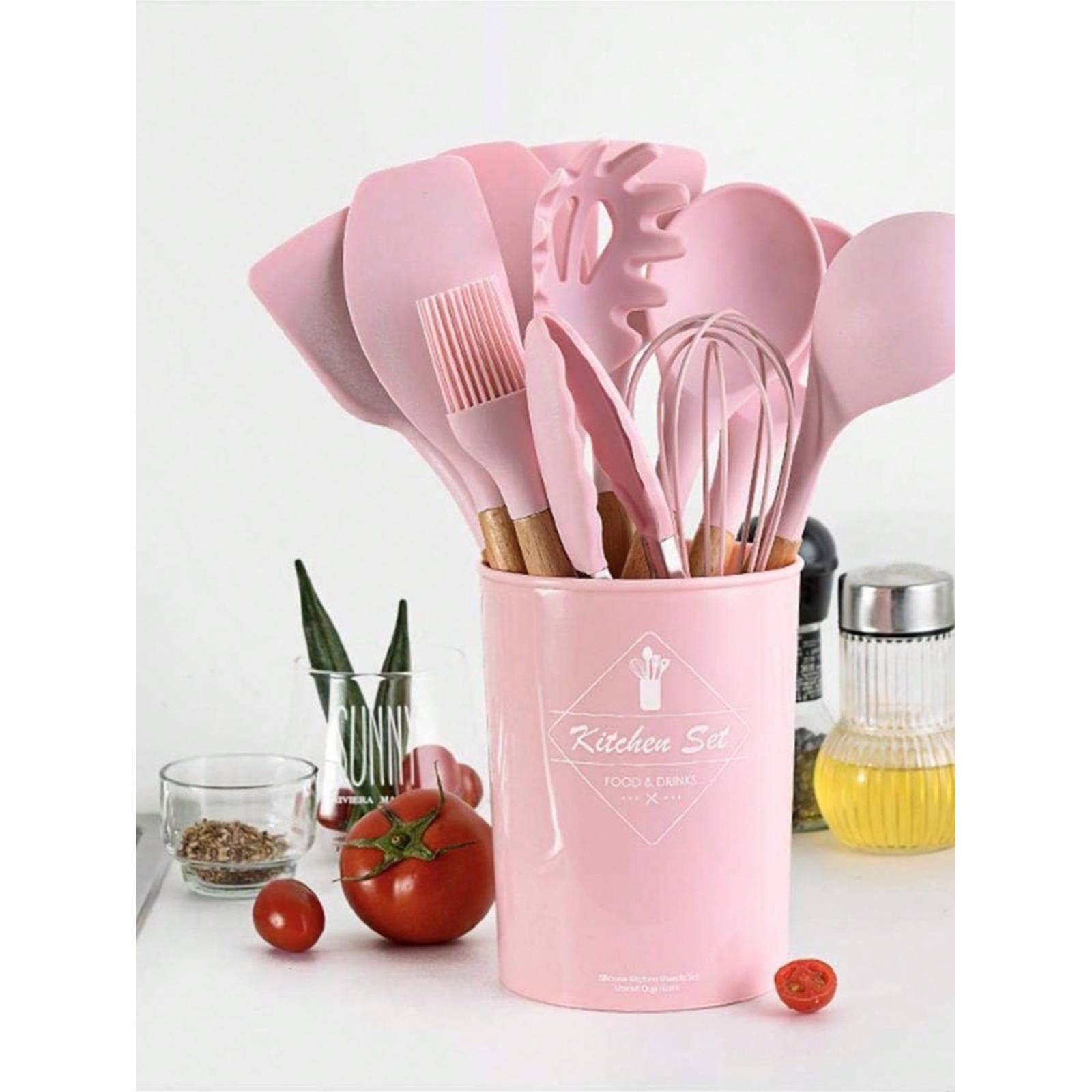 Utensilios De Cocina Mango De Silicona Y Madera 53 Pz.