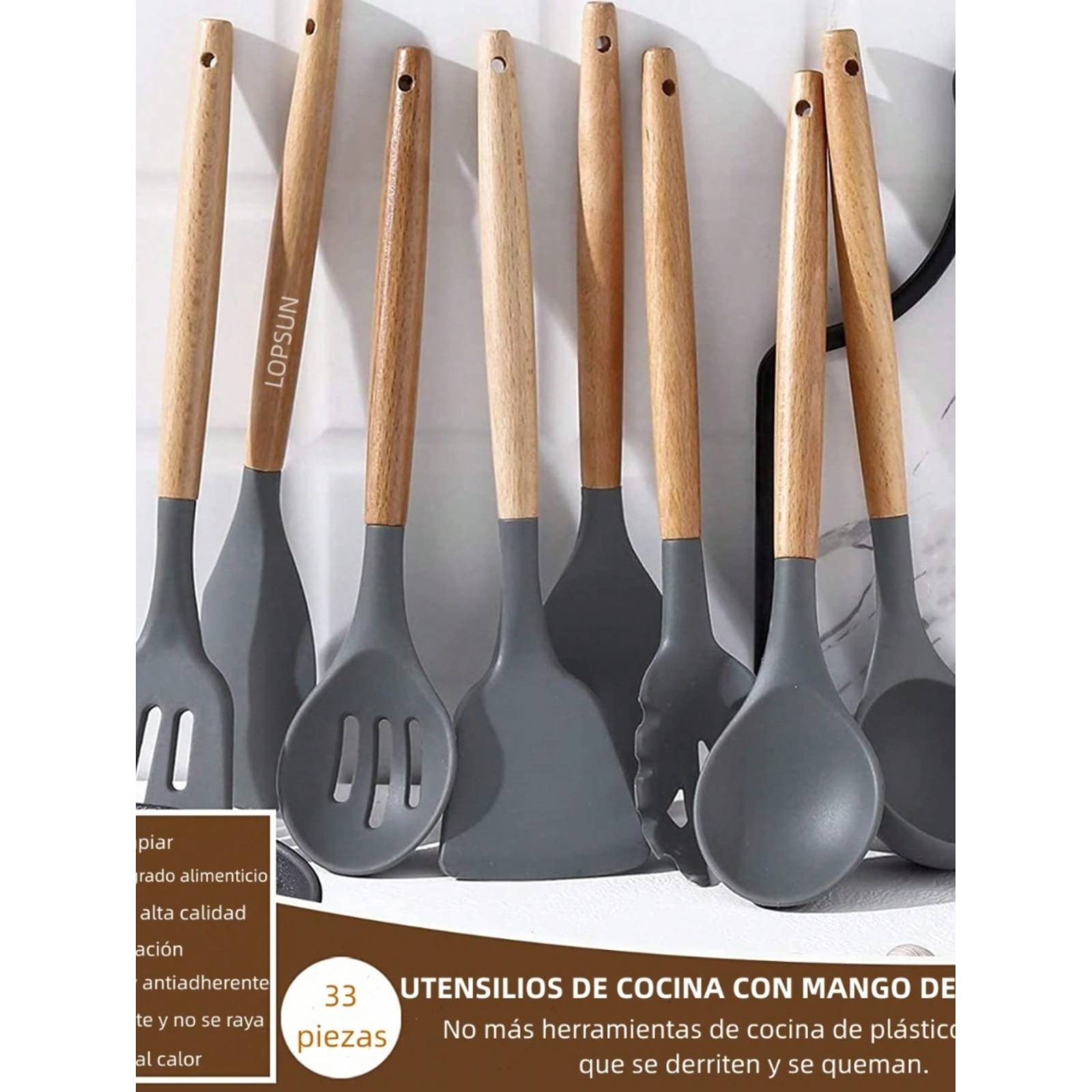 Juego de utensilios de cocina Umite de cocina, 24 piezas antiadherentes de  silicona utensilios de cocina juego de espátula con soporte, mango de
