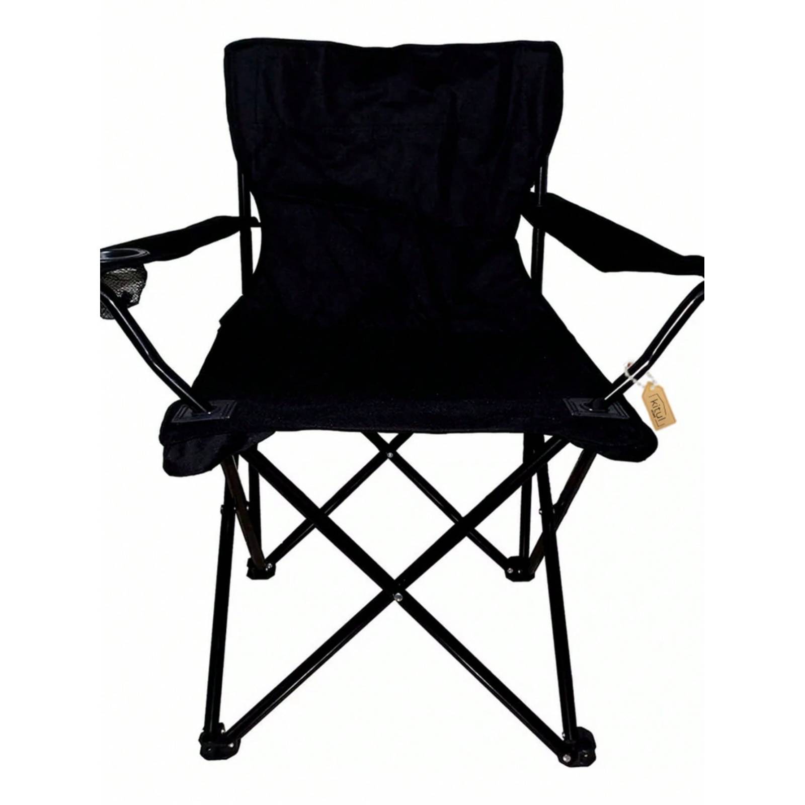 Silla Plegable Y Portátil Para Campamento, Playa Color Negro.