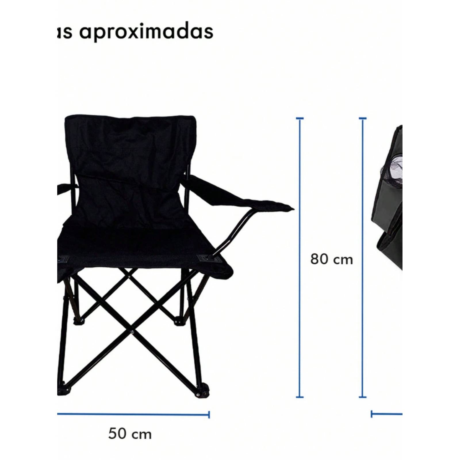 Silla Plegable Y Portátil Para Campamento, Playa Color Negro.