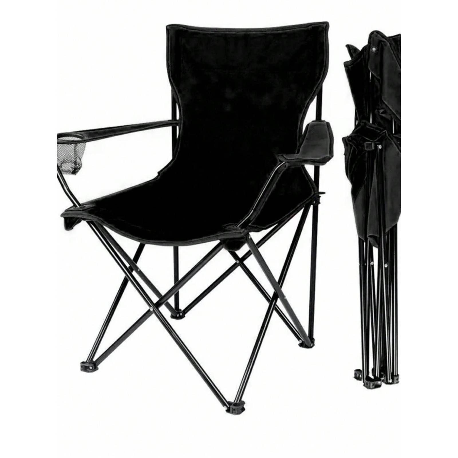 Silla Plegable Y Portátil Para Campamento, Playa Color Negro.