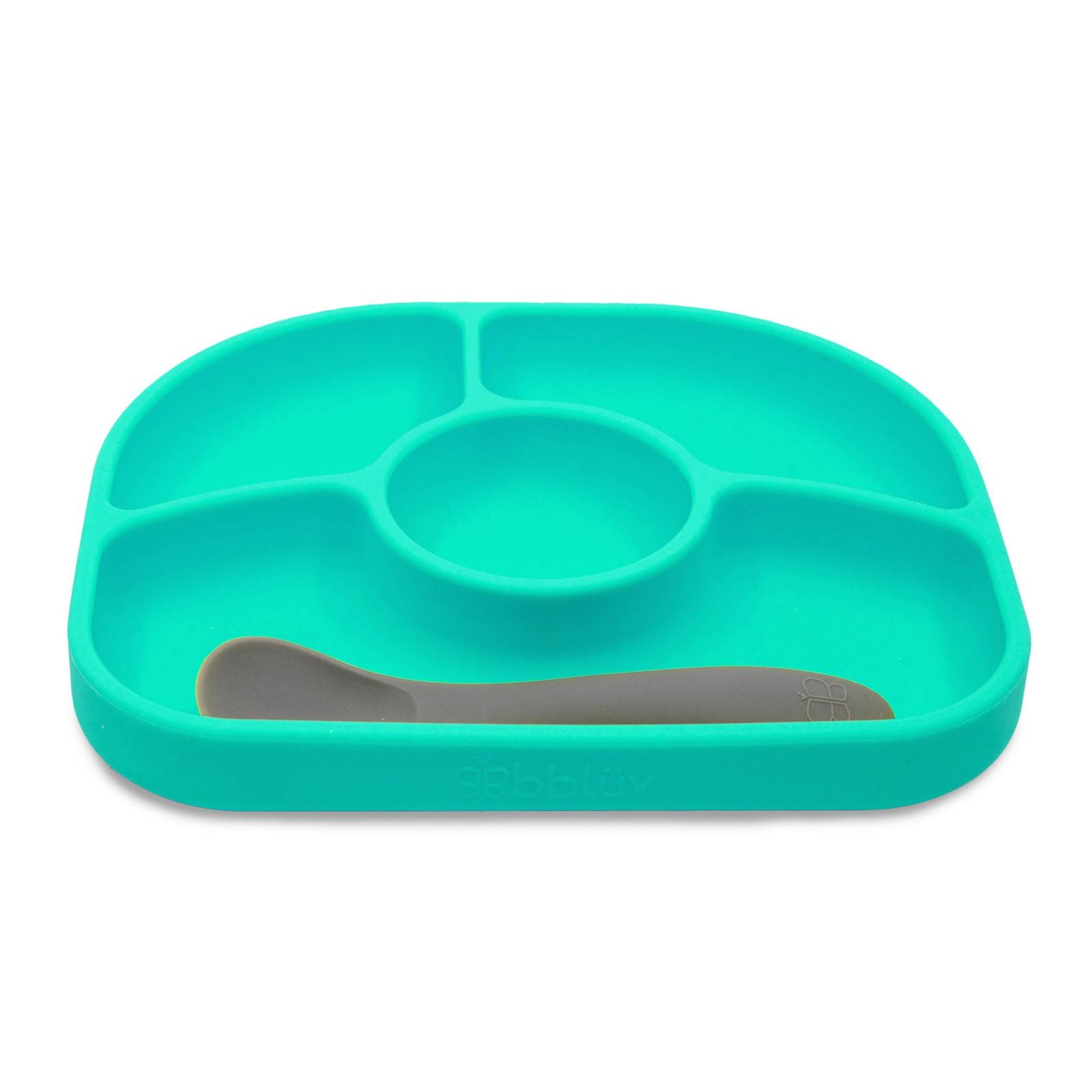 Assiette avec ventouse et cuillère Yümi  - Aqua