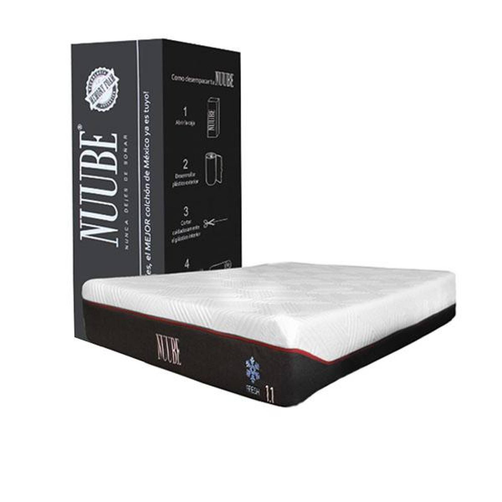 Colchón de Memory Foam Matrimonial Nuube 1.1 , empacado al vacío y entregado en caja 