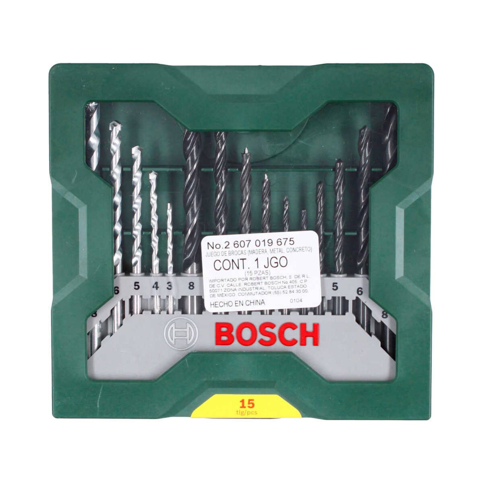 Juego de Brocas Bosch 15 Piezas Gris Madera Metal Concreto X-line