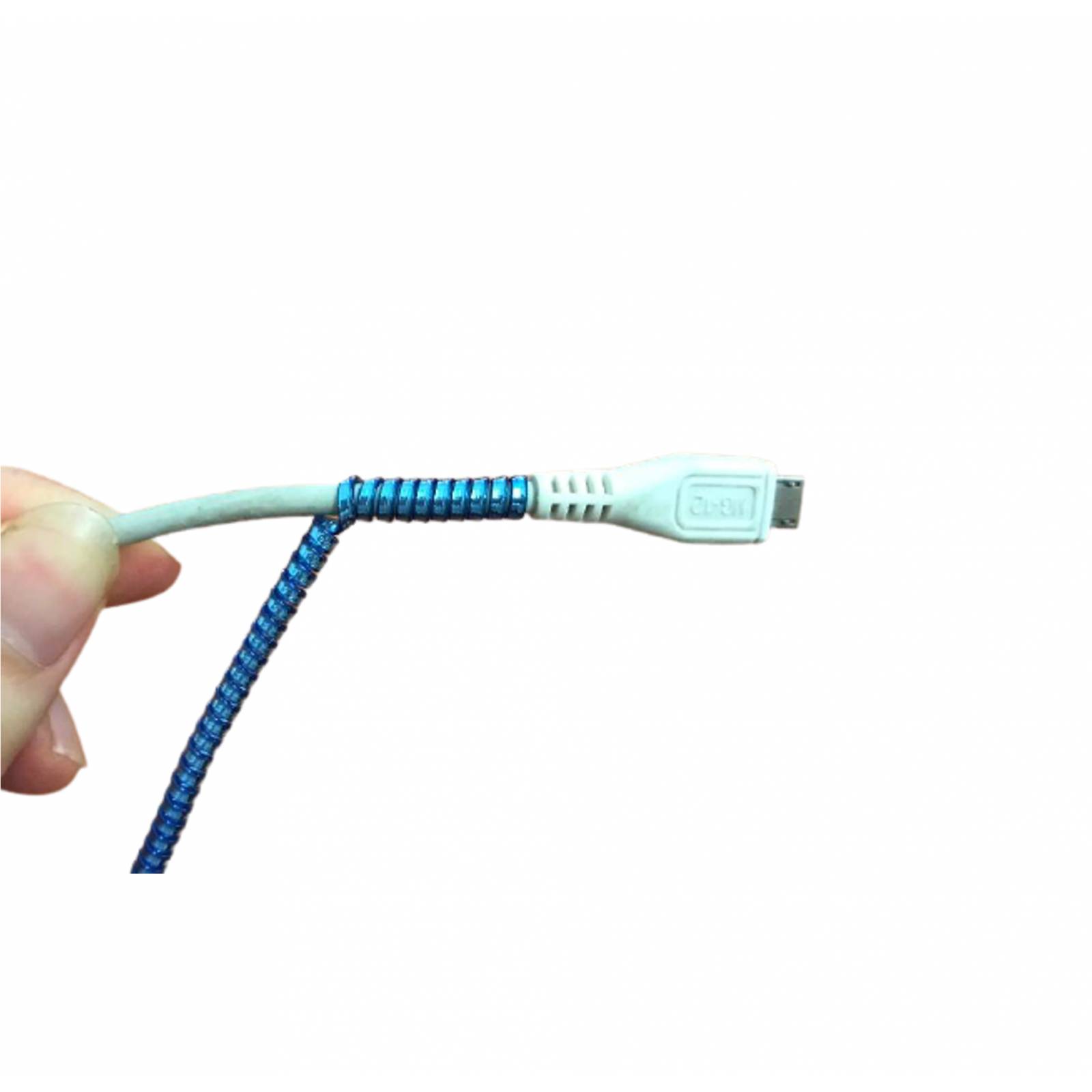 Espiral Protector Cubierta Cable Datos Usb Color Estilo Metálico Brillante Azul Marino
