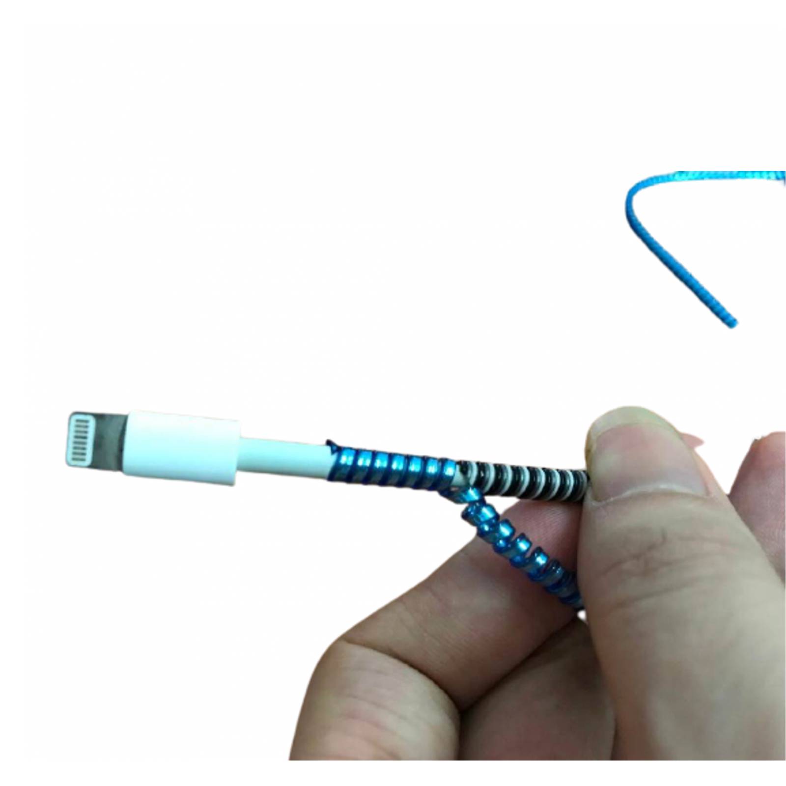 Espiral Protector Cubierta Cable Datos Usb Color Estilo Metálico Brillante Plata