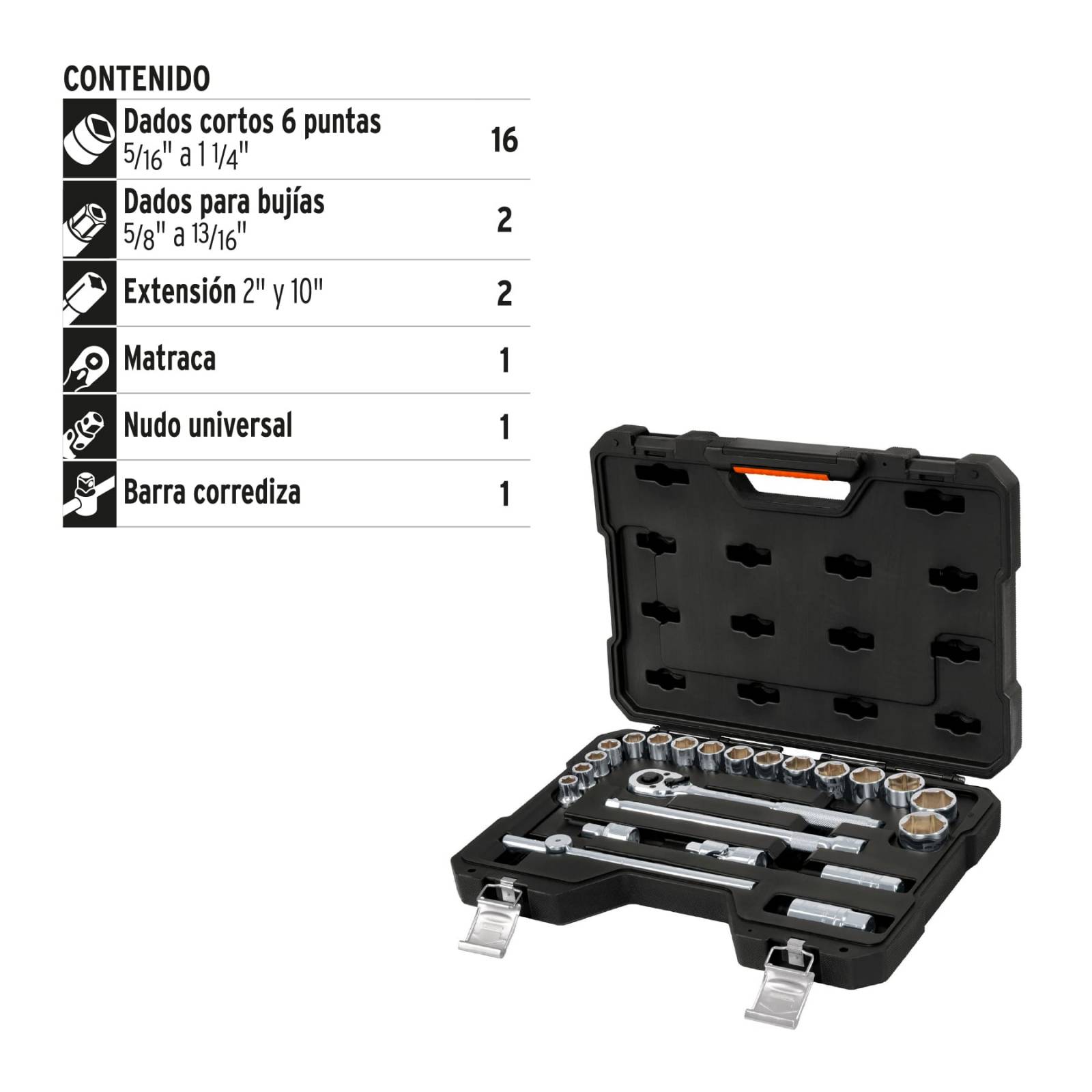 Juego de herramienta para mecánico, std, 23 piezas, Truper