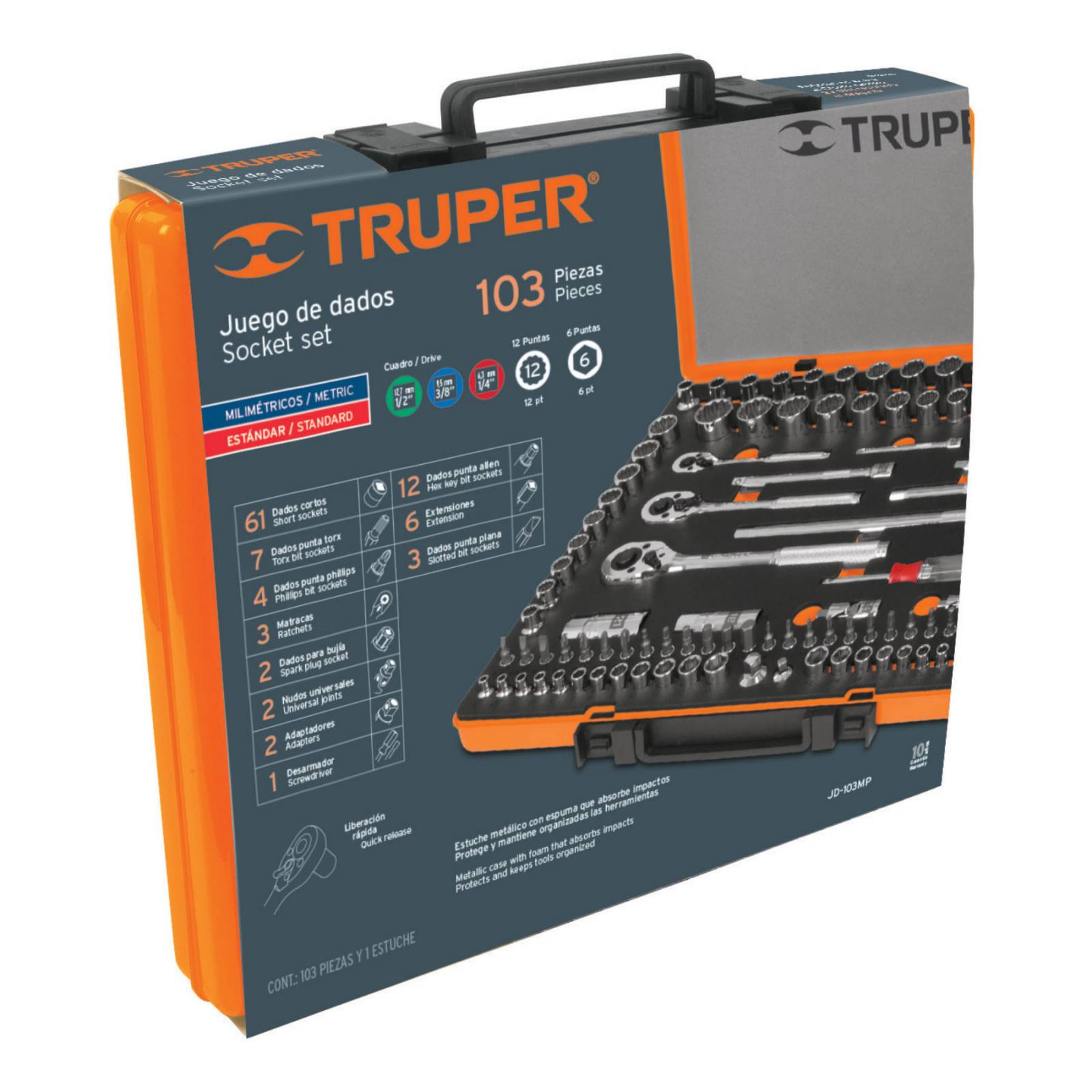 Juego de herramienta para mecánico, mixto, 103 piezas, Truper