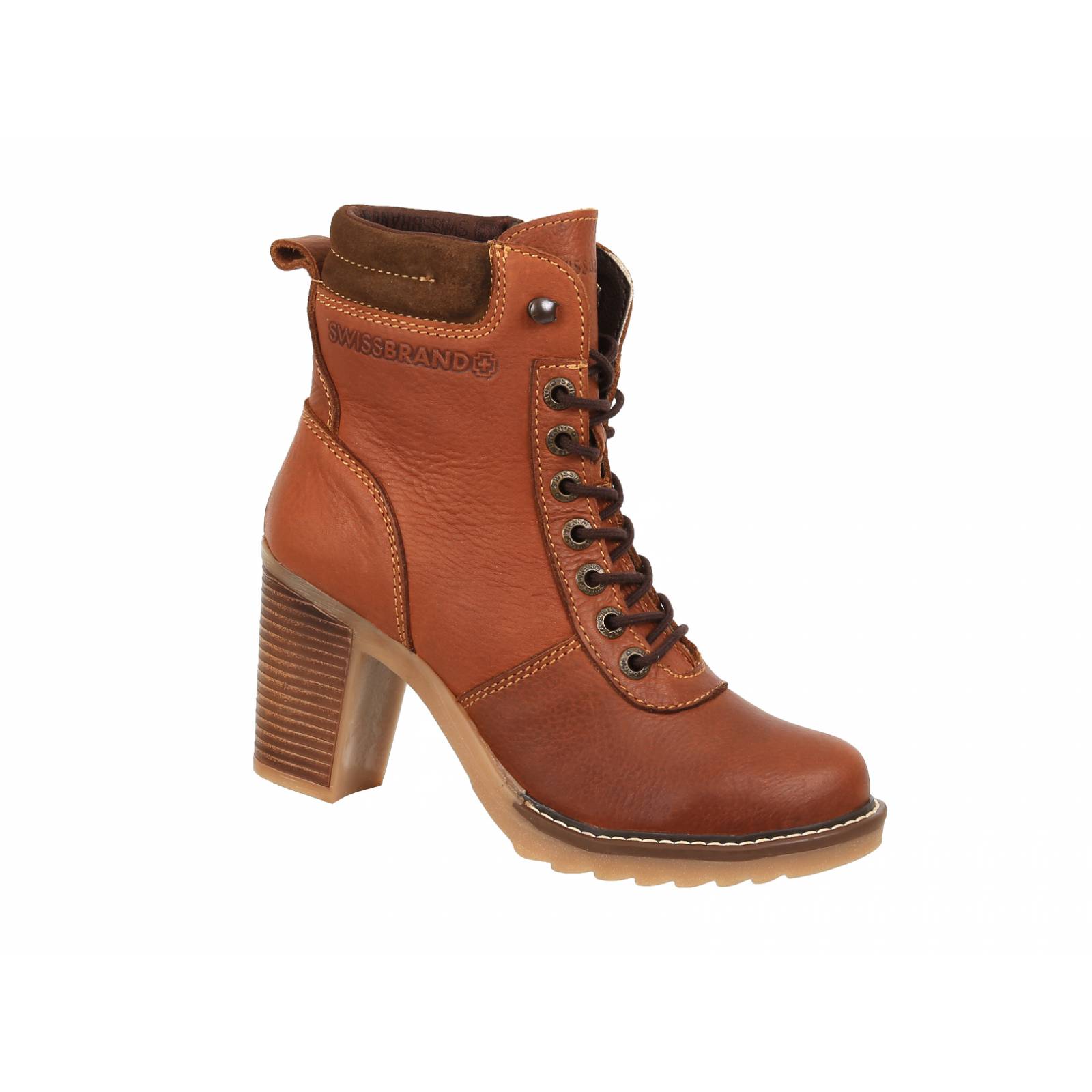 Bota Urbana de Tacón Swissbrand Color Miel Pully Para Dama