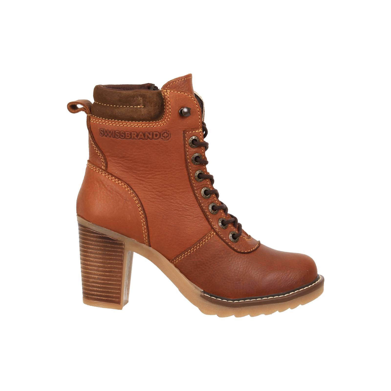 Bota Urbana de Tacón Swissbrand Color Miel Pully Para Dama