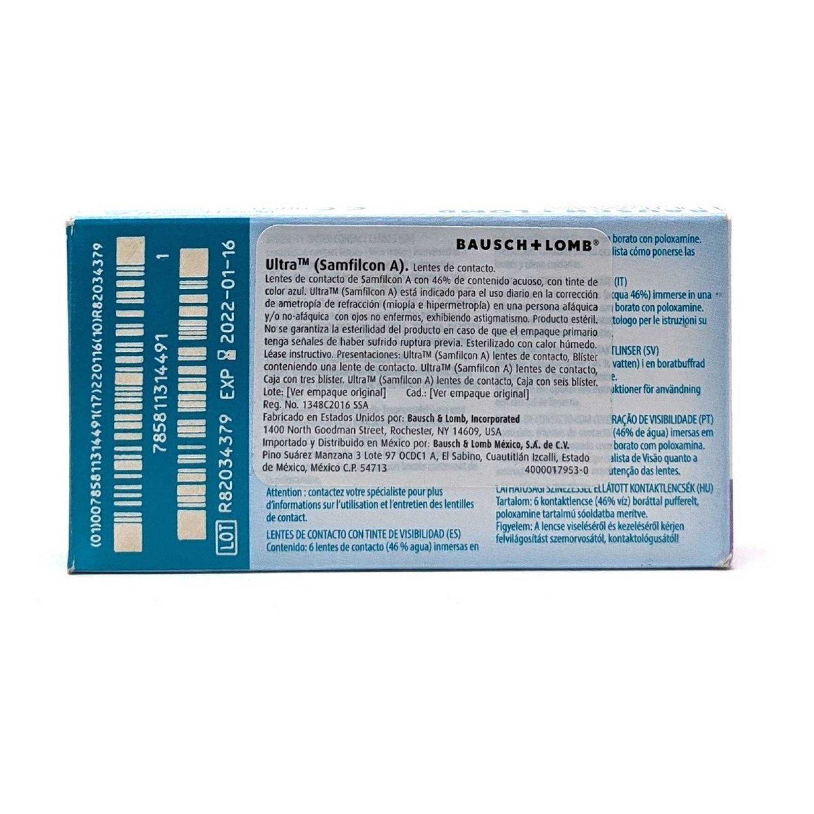 Lentes De Contacto Bausch & Lomb Ultra 6 Piezas Uso 30 Dias