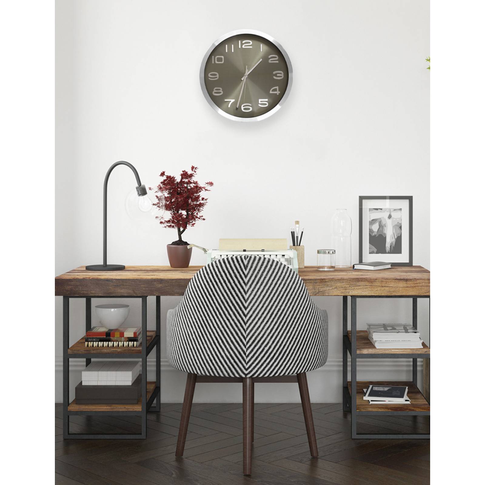 Reloj de Pared Plata con Fondo verde olivo elegante